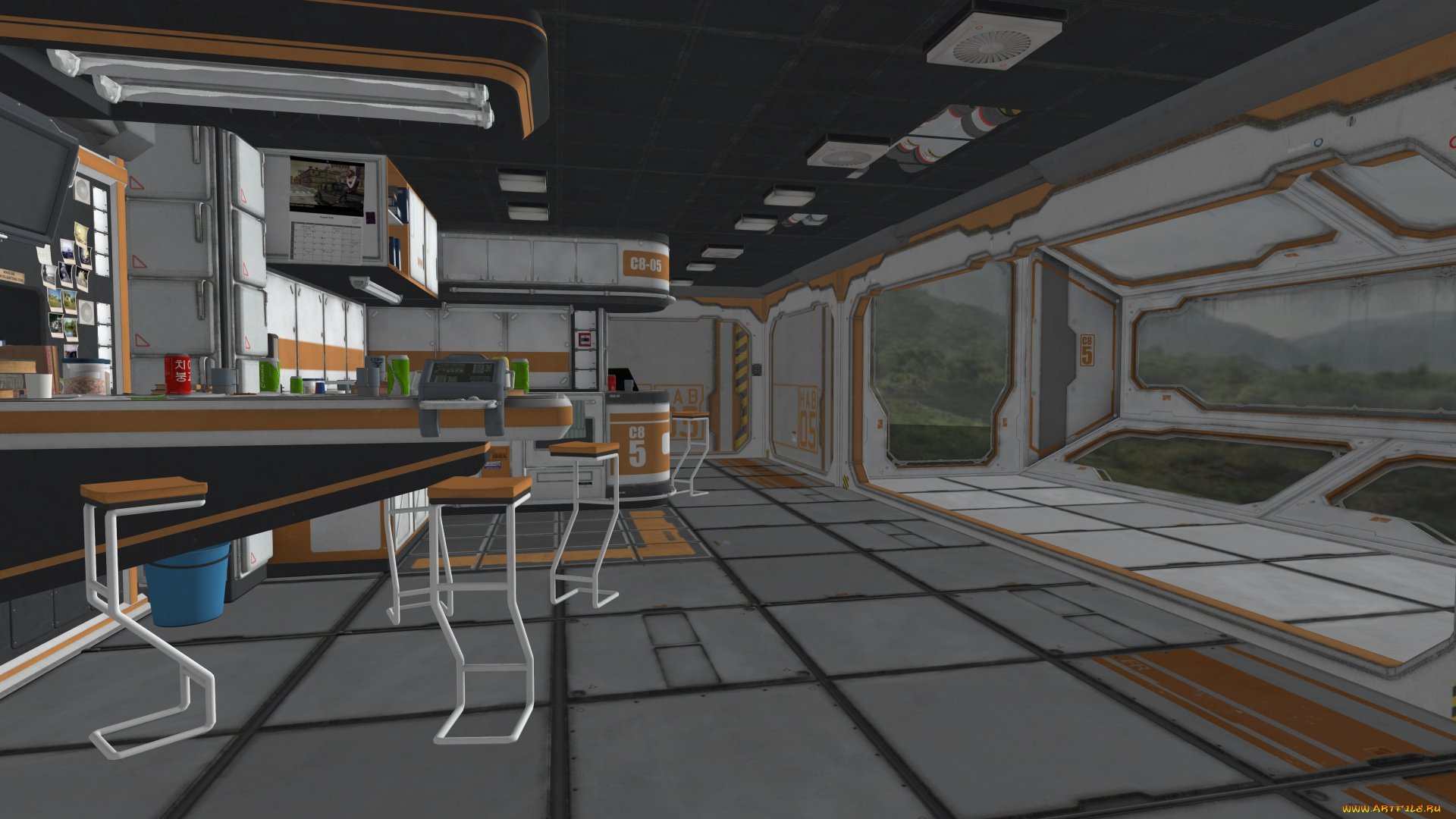 3д, графика, реализм, , realism, стулья, бар