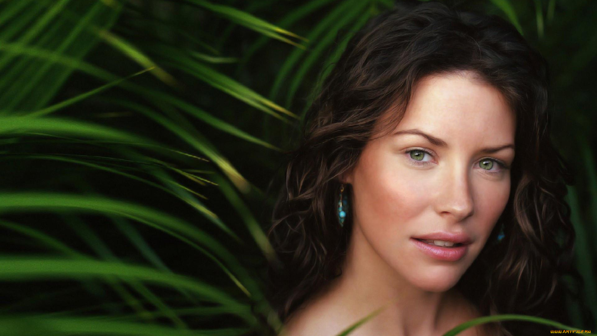 девушки, evangeline, lilly, актриса, листья, лицо