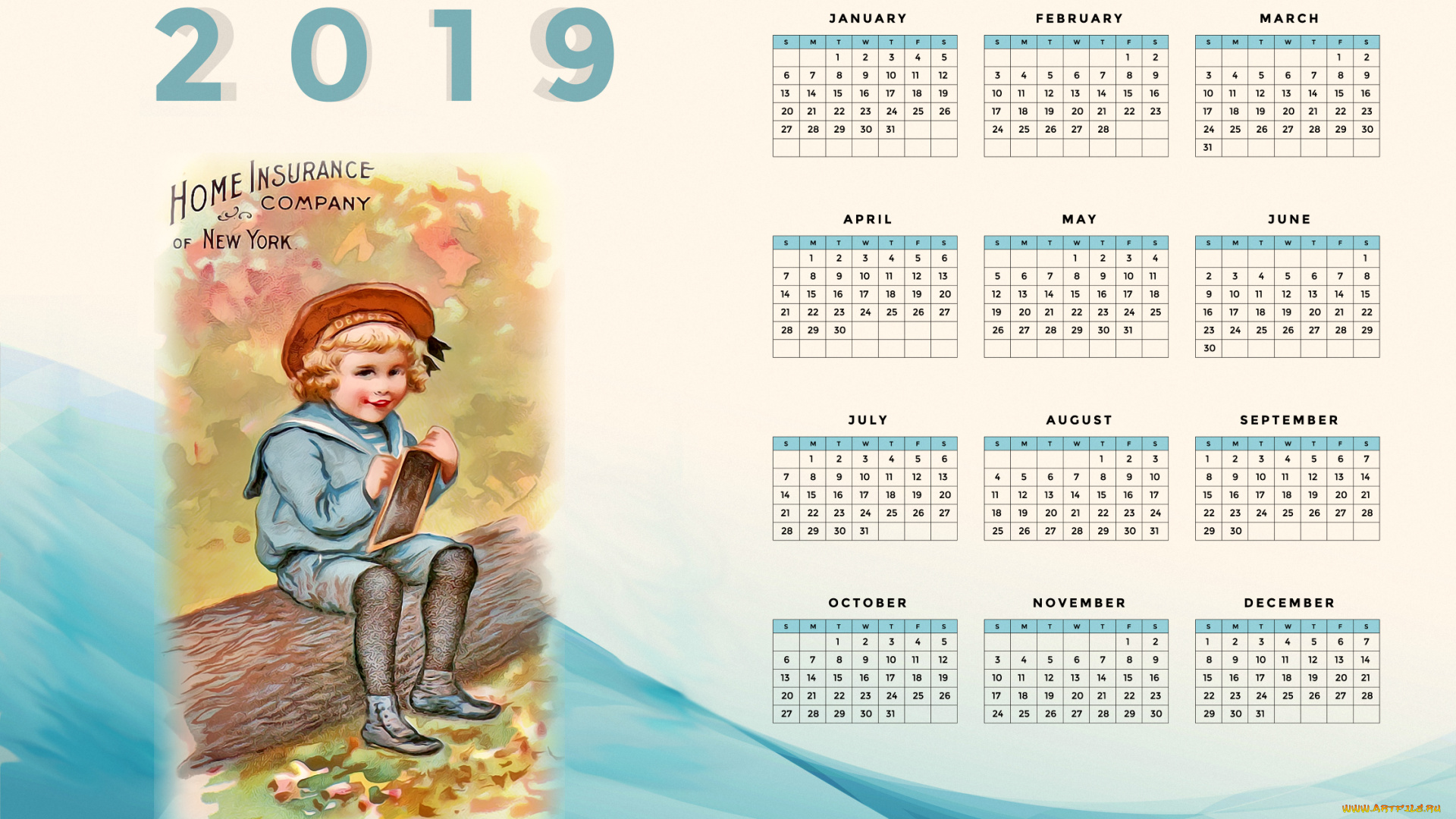 календари, рисованные, , векторная, графика, мальчик