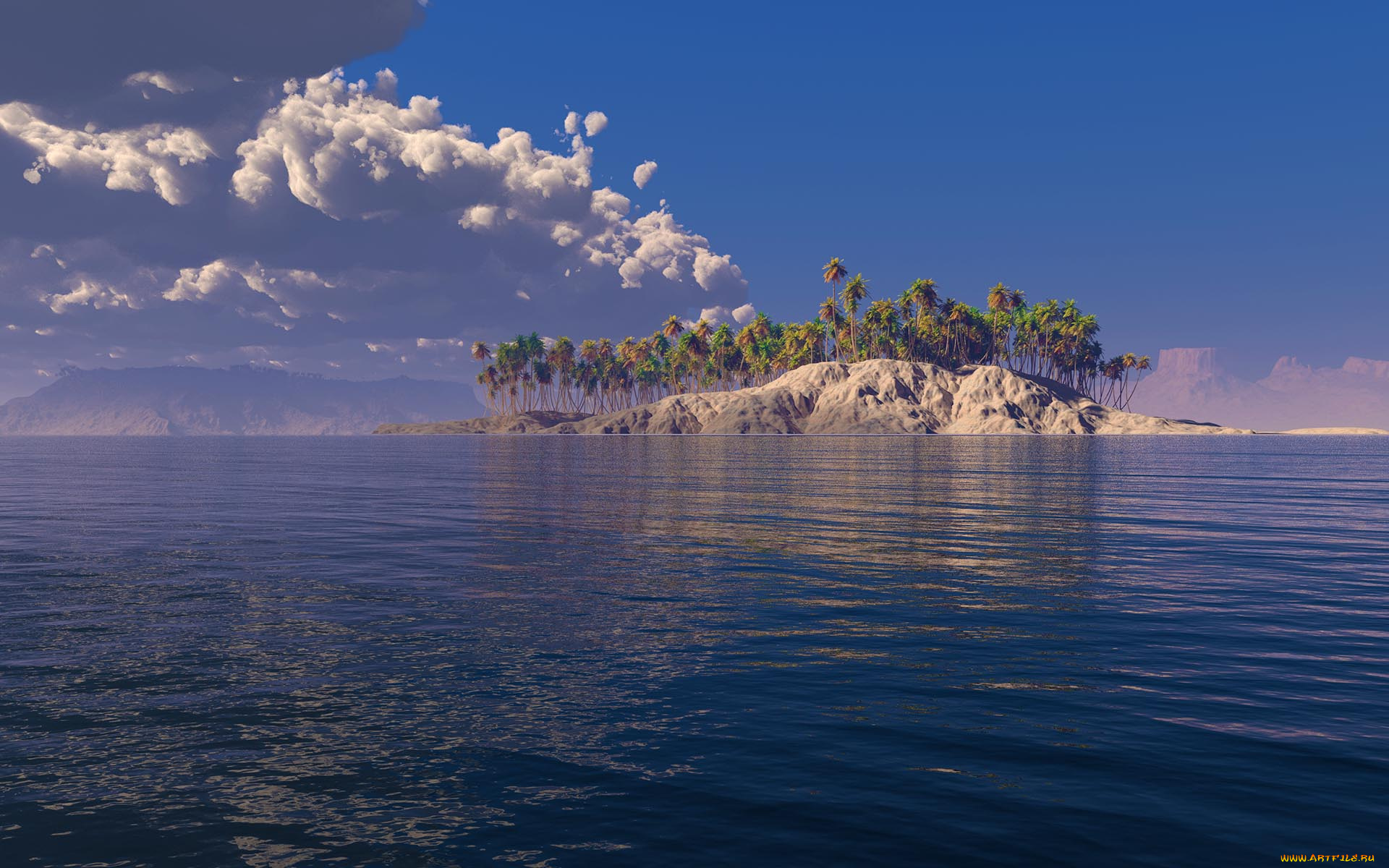 3д, графика, море, , sea, море, остров