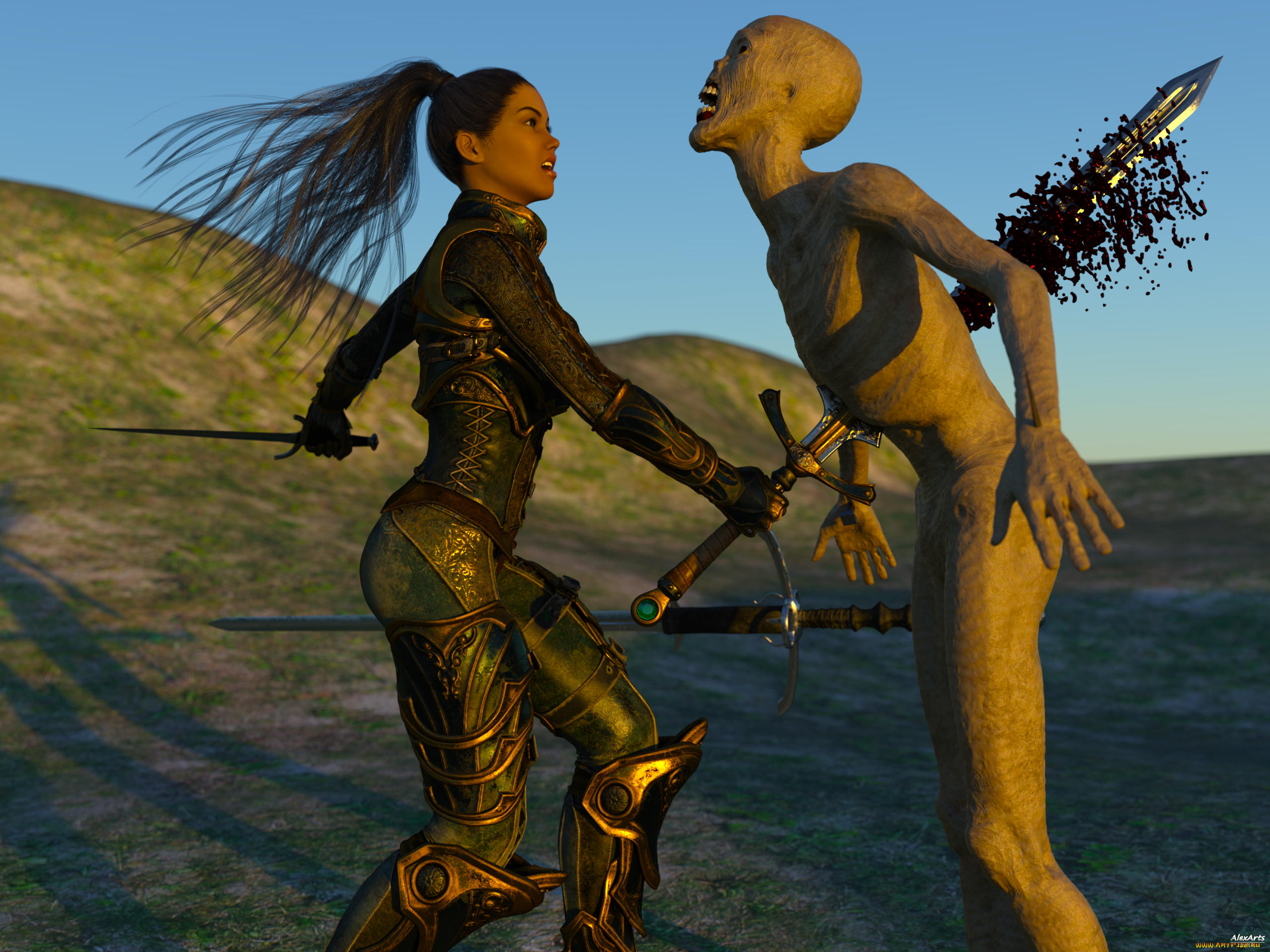 3д, графика, фантазия, , fantasy, фон, взгляд, девушка