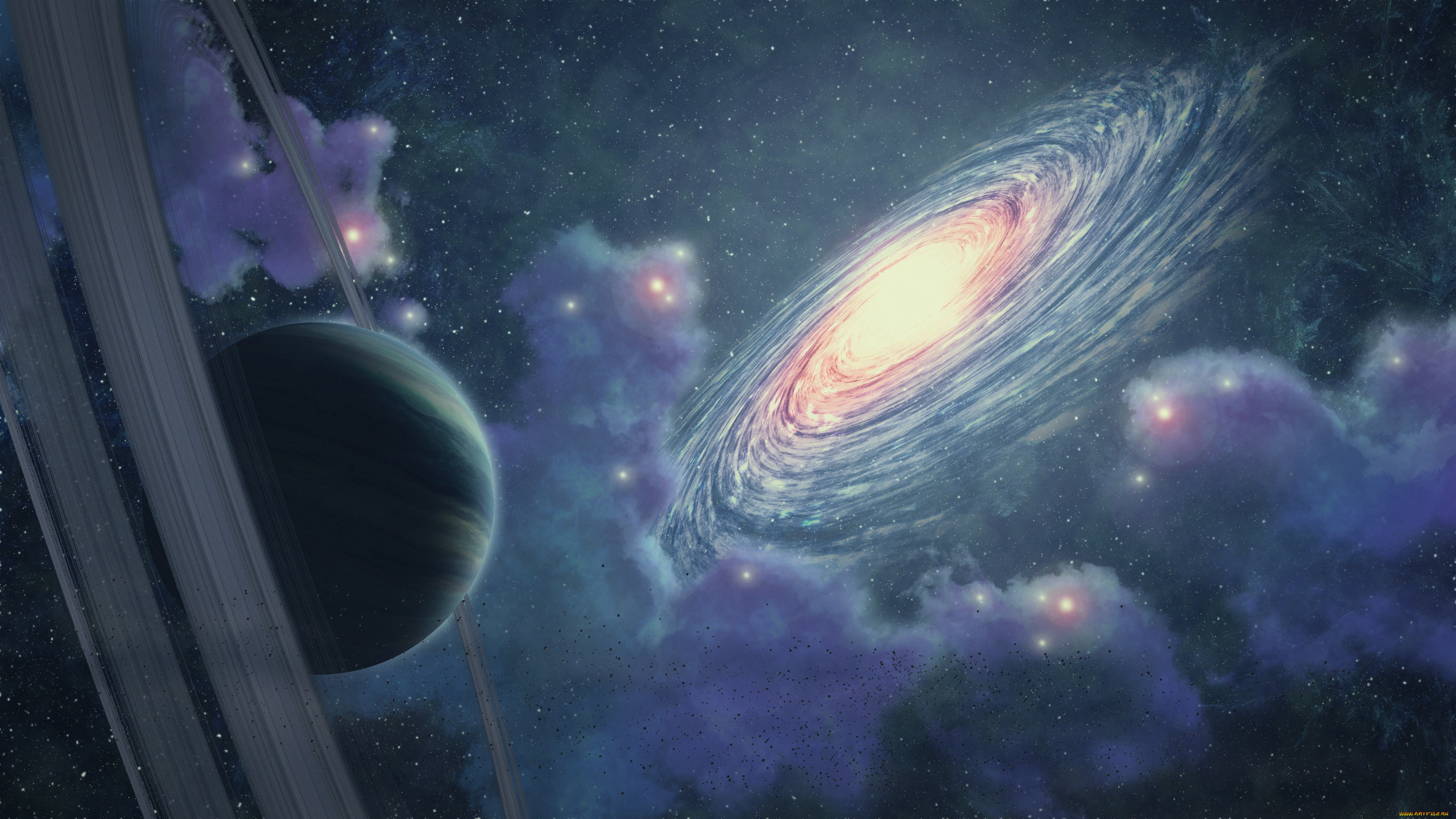космос, арт, звезды, вселенная, планеты, галактика