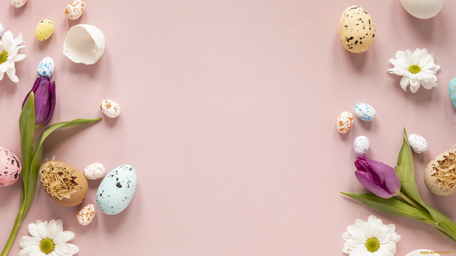 праздничные, пасха, тюльпаны, крашенки