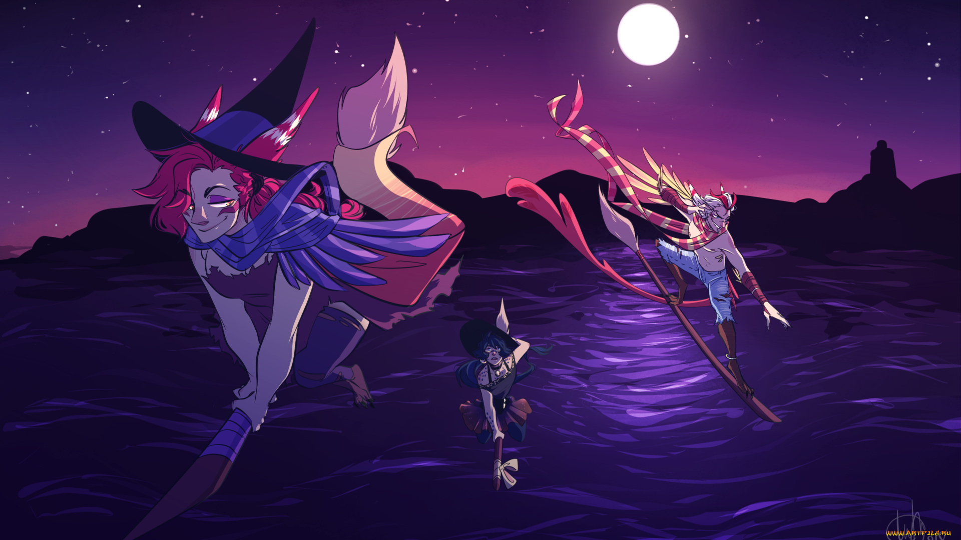 видео, игры, league, of, legends, rakan, xayah, маги, метлы, полет, озеро