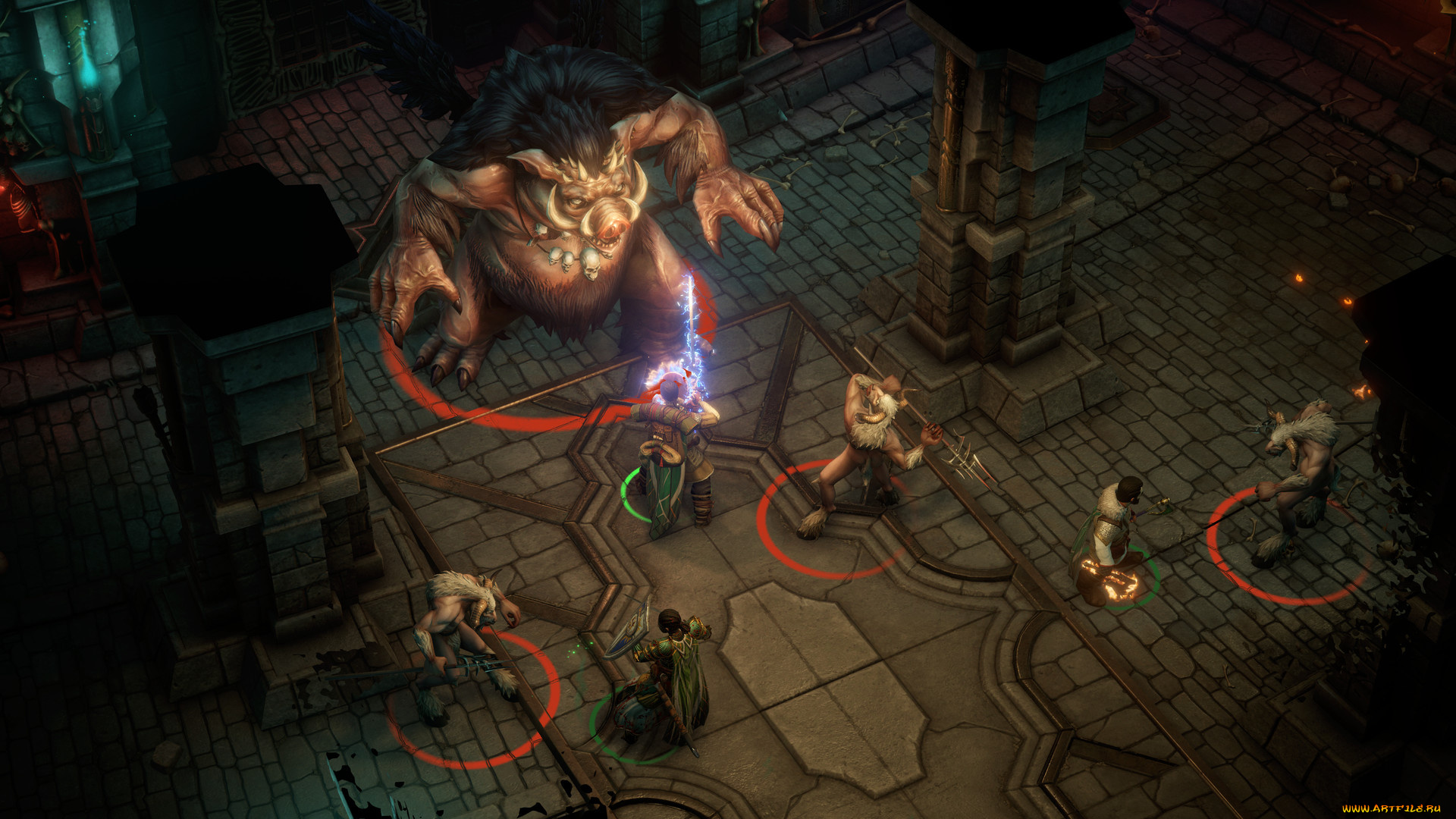 видео, игры, pathfinder, , wrath, of, the, righteous, зал, монстр