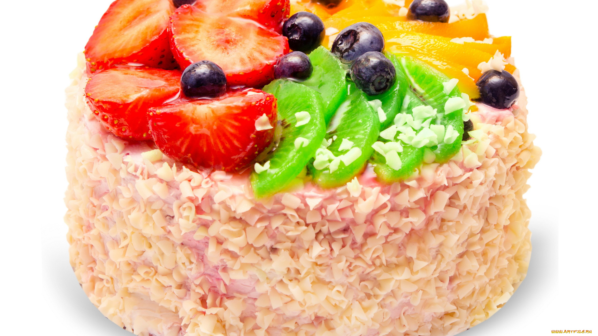 еда, торты, клубника, торт, черника, киви