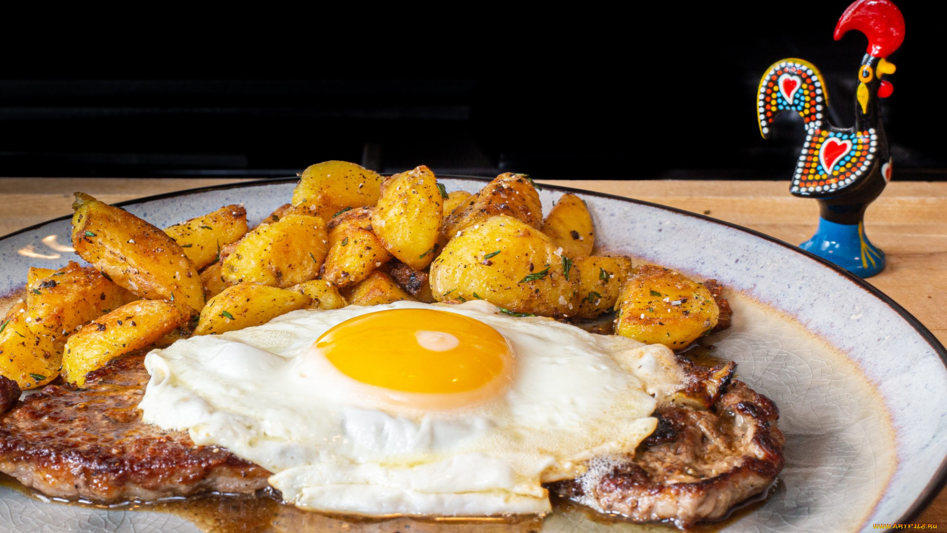еда, яичные, блюда, картофель, яичница, глазунья