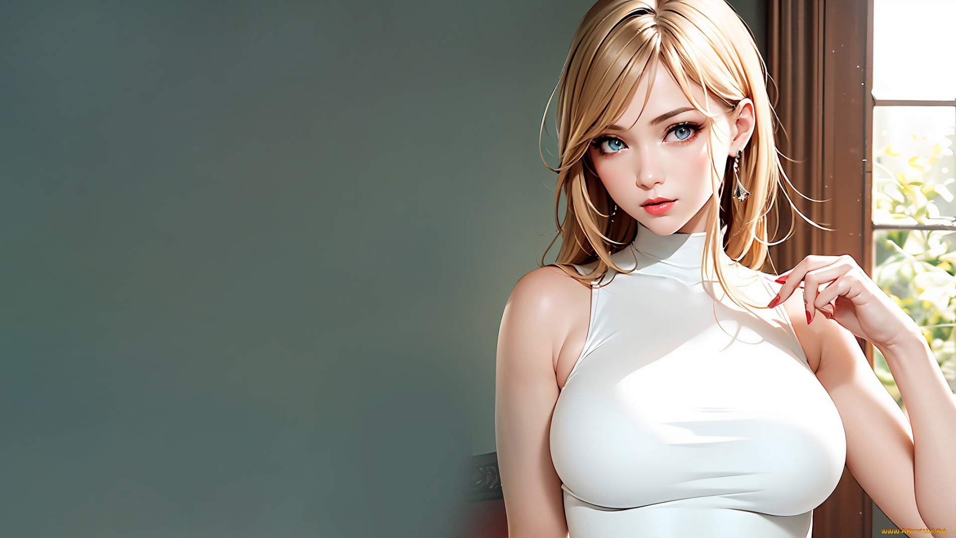 рисованное, люди, красивая, девушка