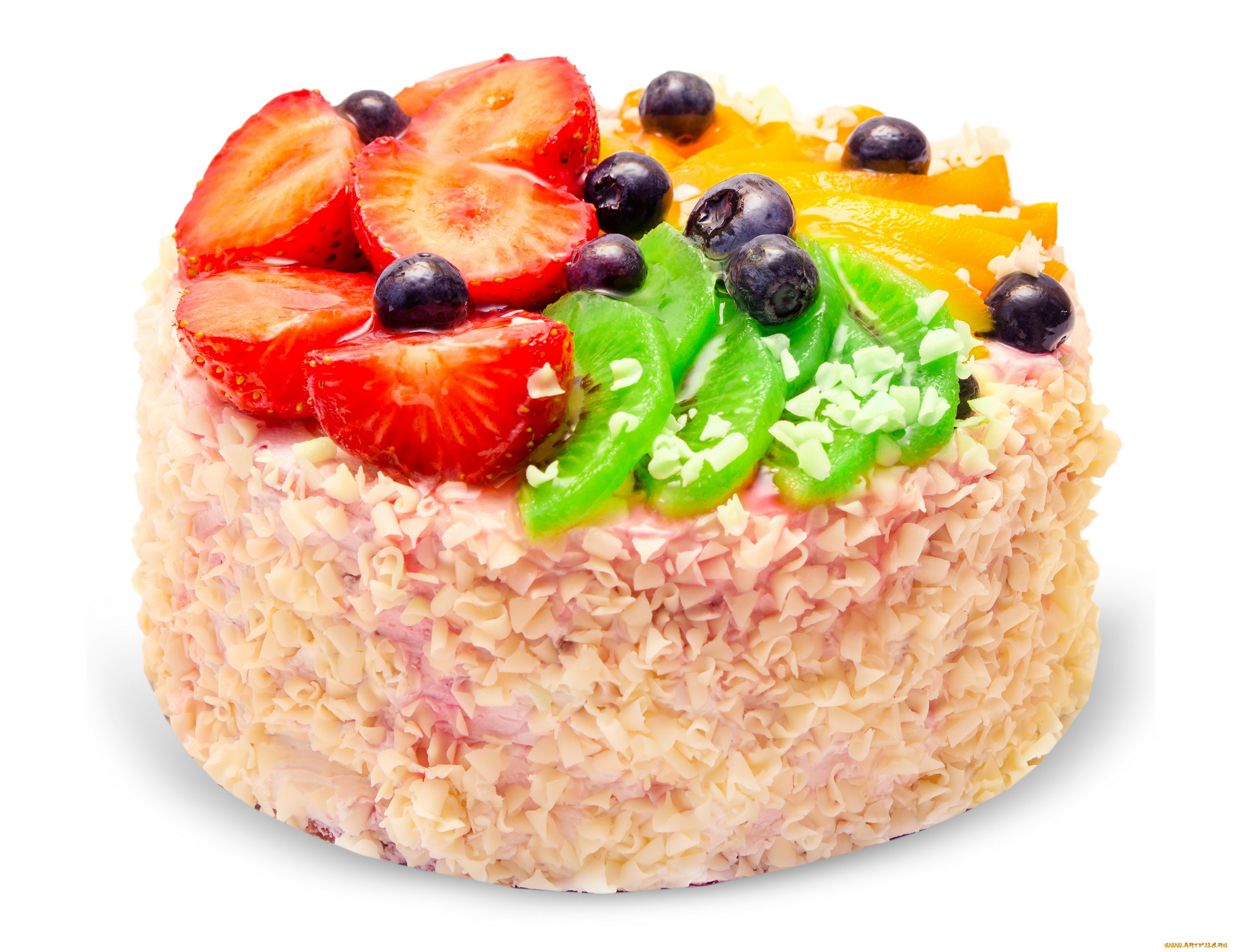 еда, торты, клубника, торт, черника, киви