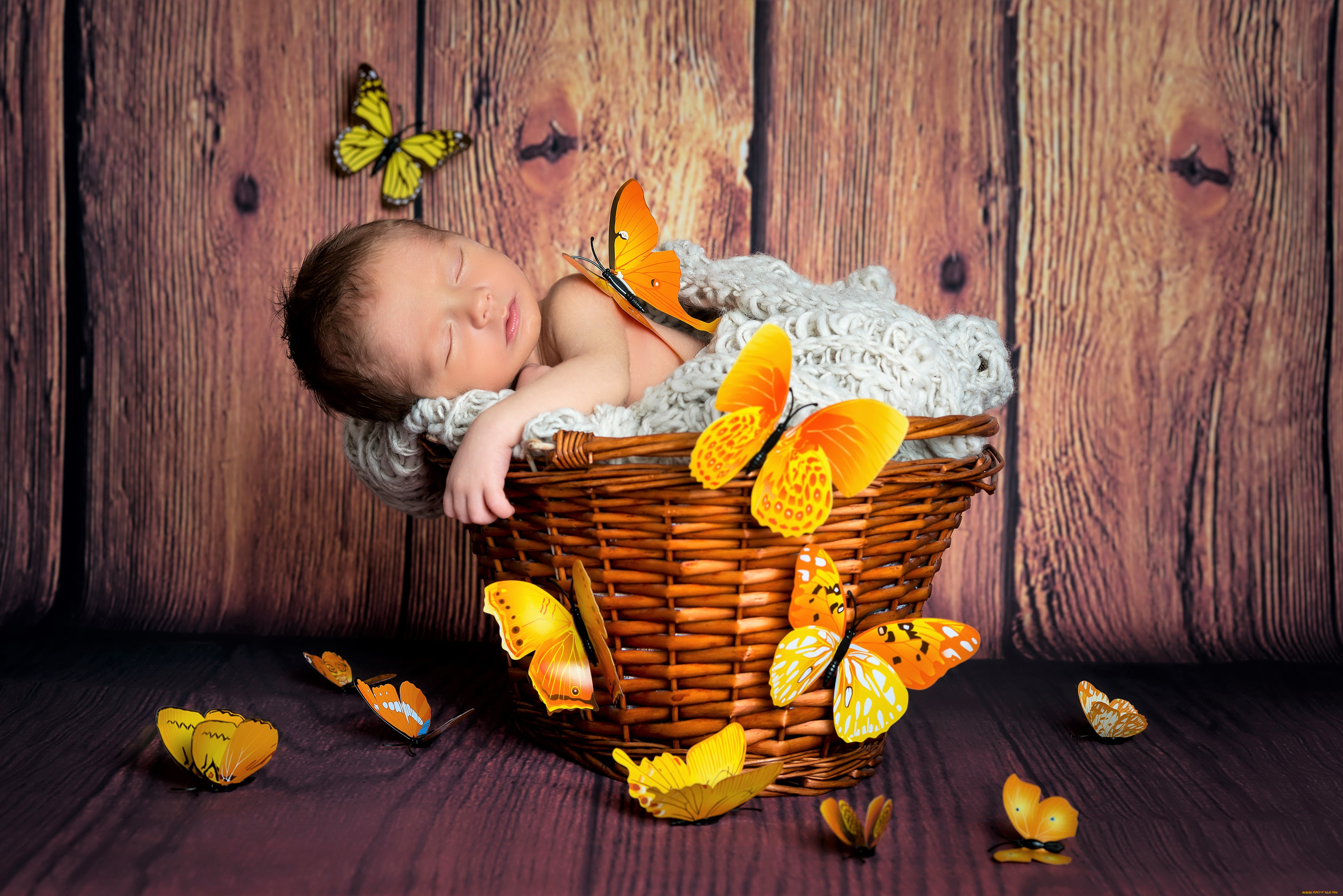 разное, дети, ребенок, корзина, бабочки