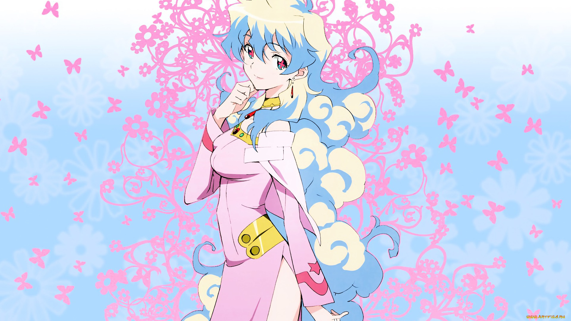 аниме, tengen, toppa, gurren-lagann, девушка, бабочки