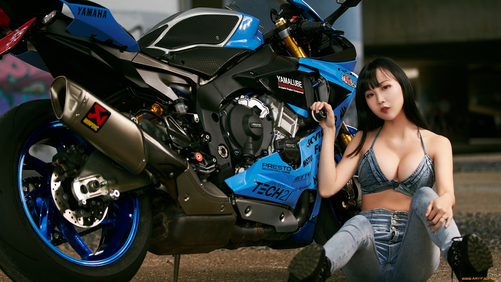 мотоциклы, мото, с, девушкой, девушка