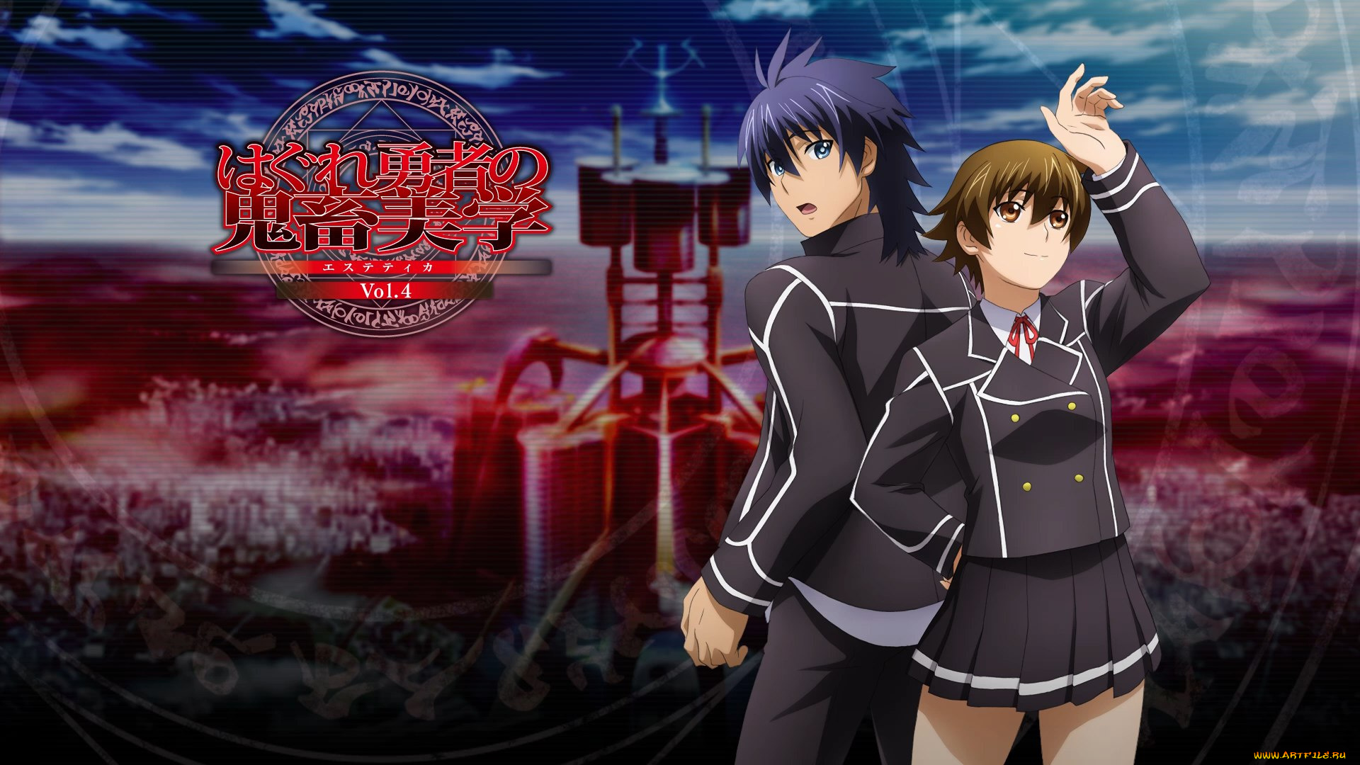 аниме, hagure, yuusha, no, aesthetica, hagure, yuusha, no, estetica, посох, девушка, парень, эстетика, заблудшего, героя