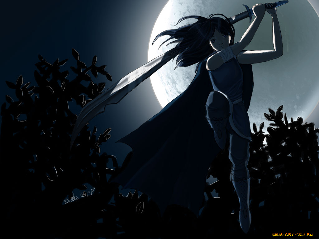 аниме, weapon, blood, technology