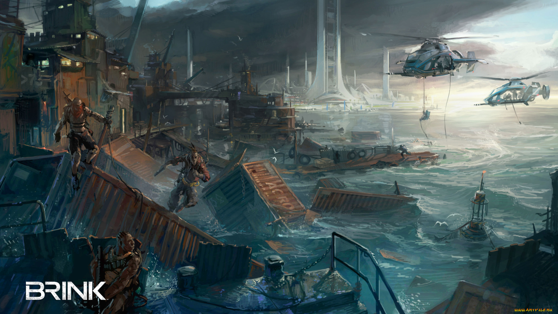 brink, container, city, concept, art, видео, игры