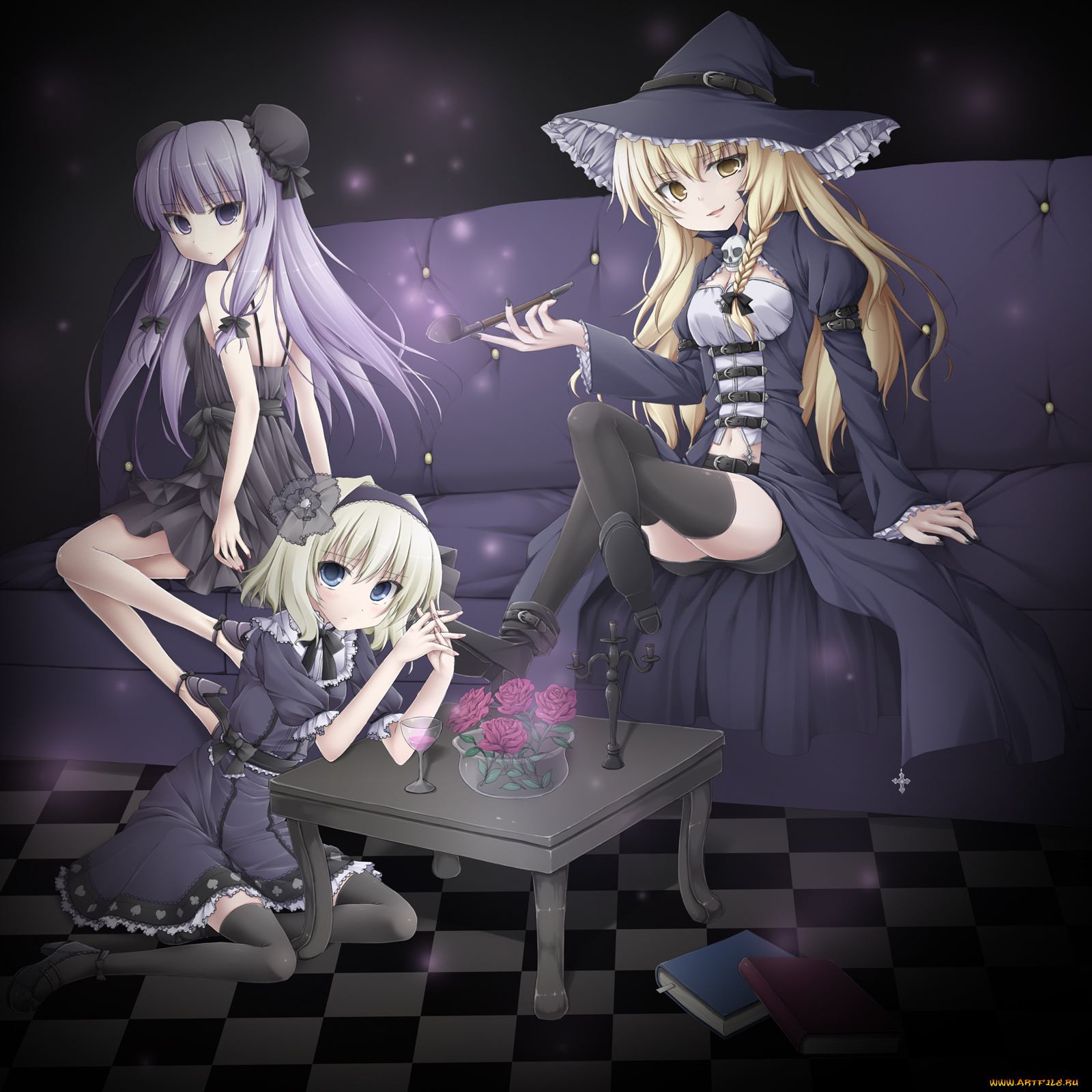 аниме, touhou, patchouli, knowledge, kirisame, marisa, alice, margatroid