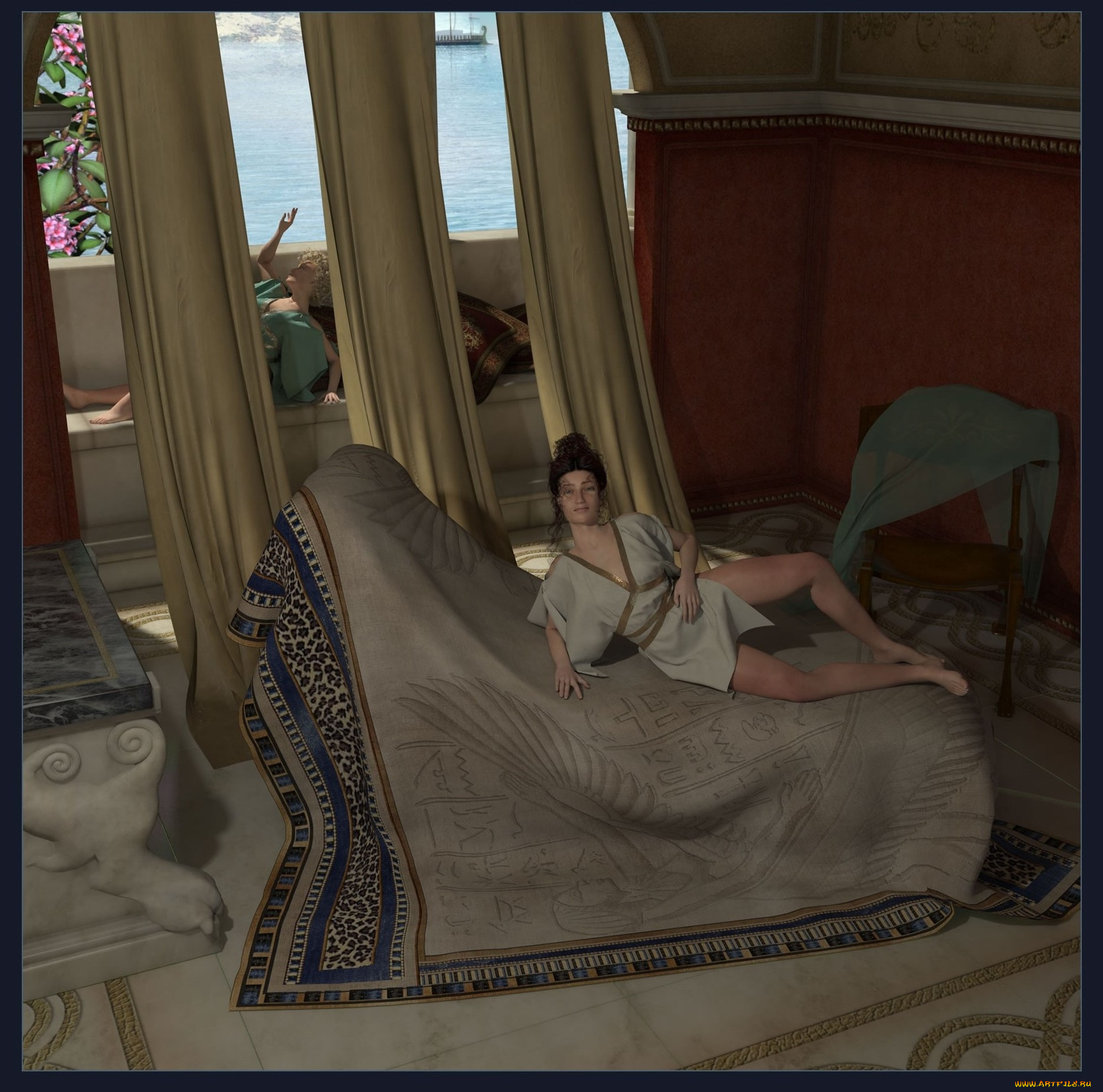 3д, графика, people, люди, диван