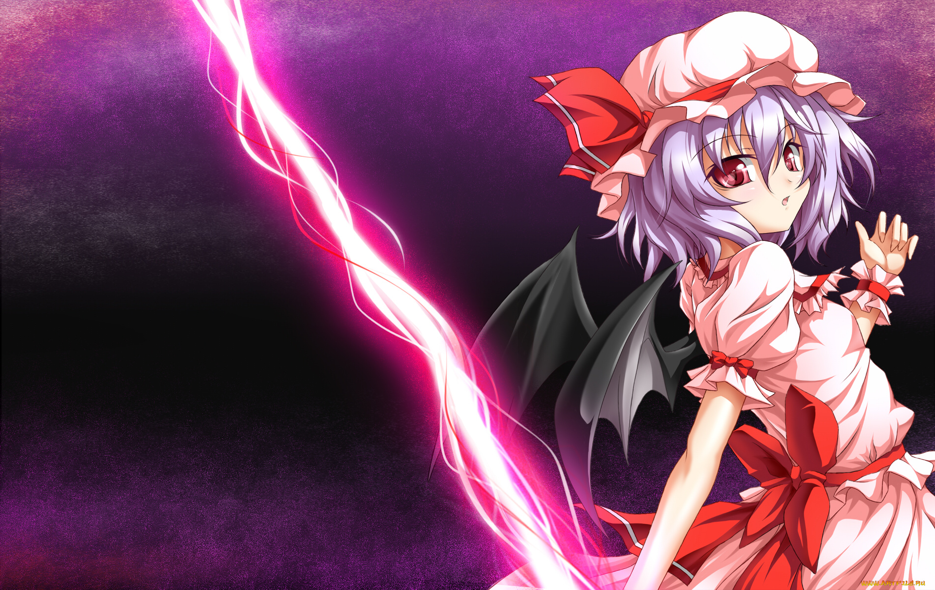 remilia, scarlet, аниме, touhou, платье, девушка, крылья