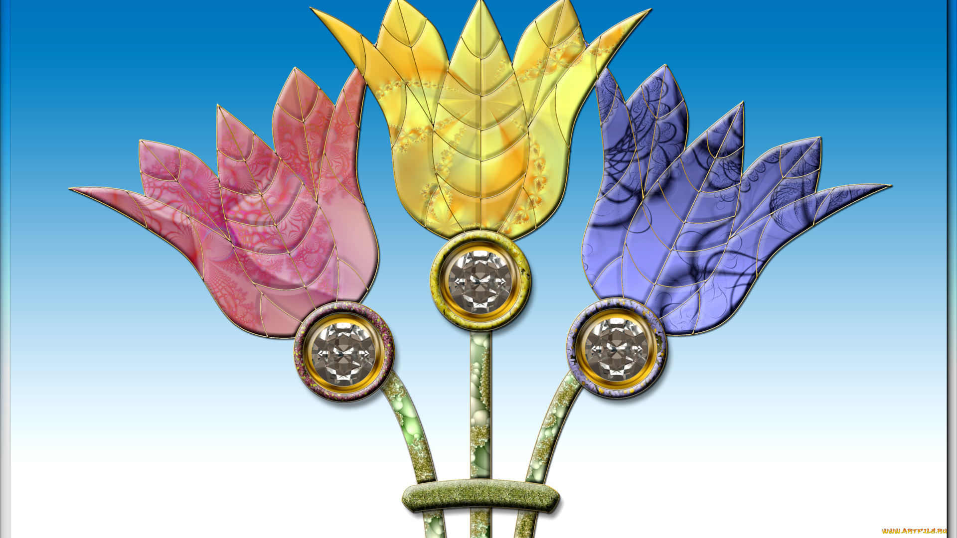 3д, графика, flowers, цветы, узор