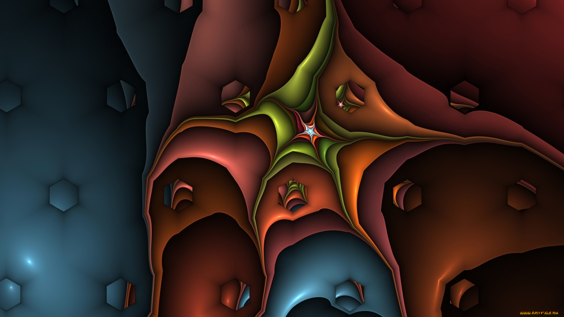 3д, графика, fractal, фракталы, фон, цвета, узор