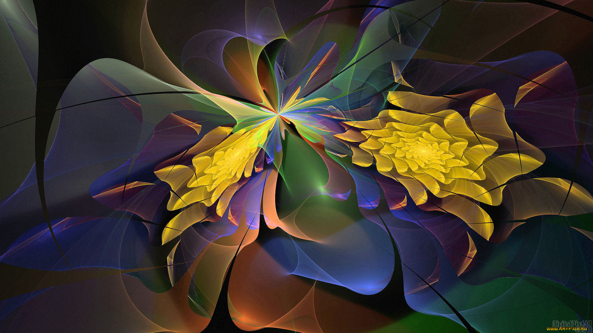 3д, графика, fractal, фракталы, фон, узор, цвета