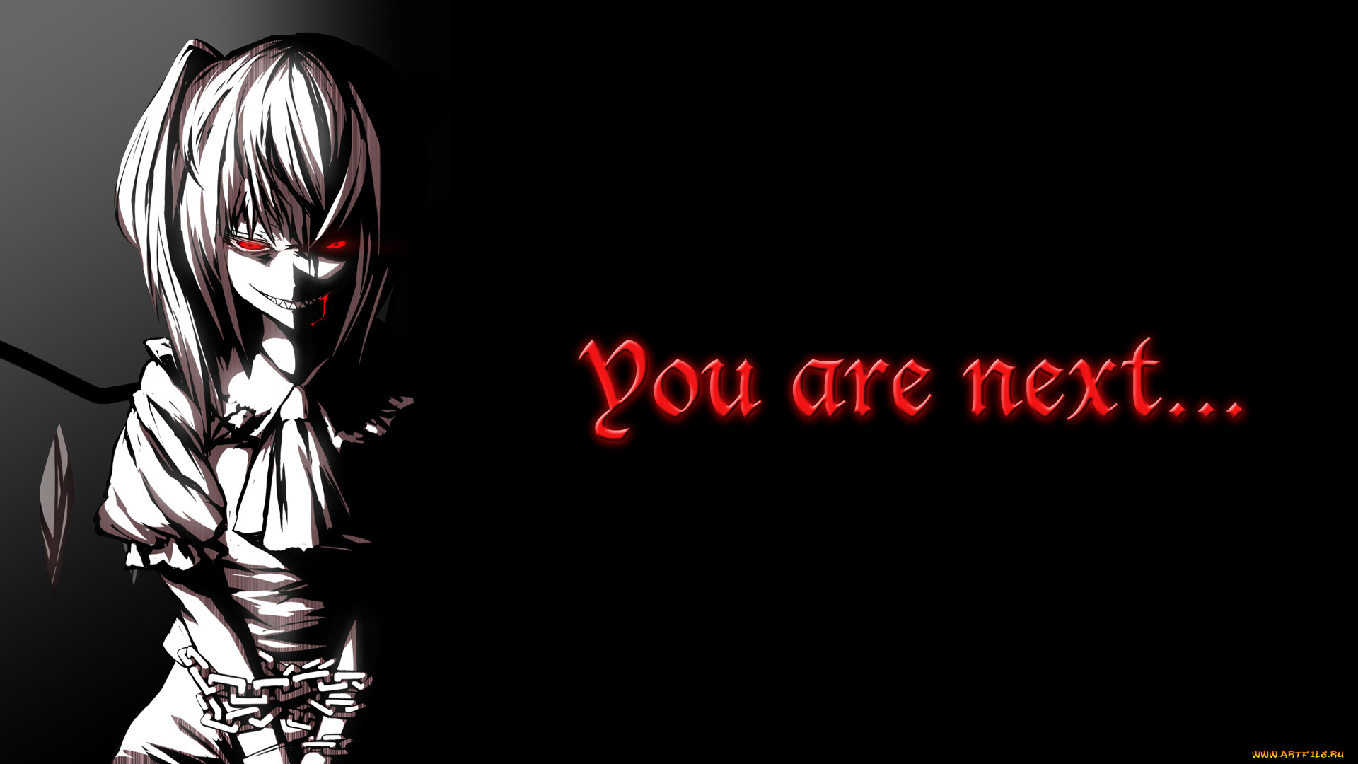 flandre, scarlet, аниме, touhou, девушка, платье, цепь