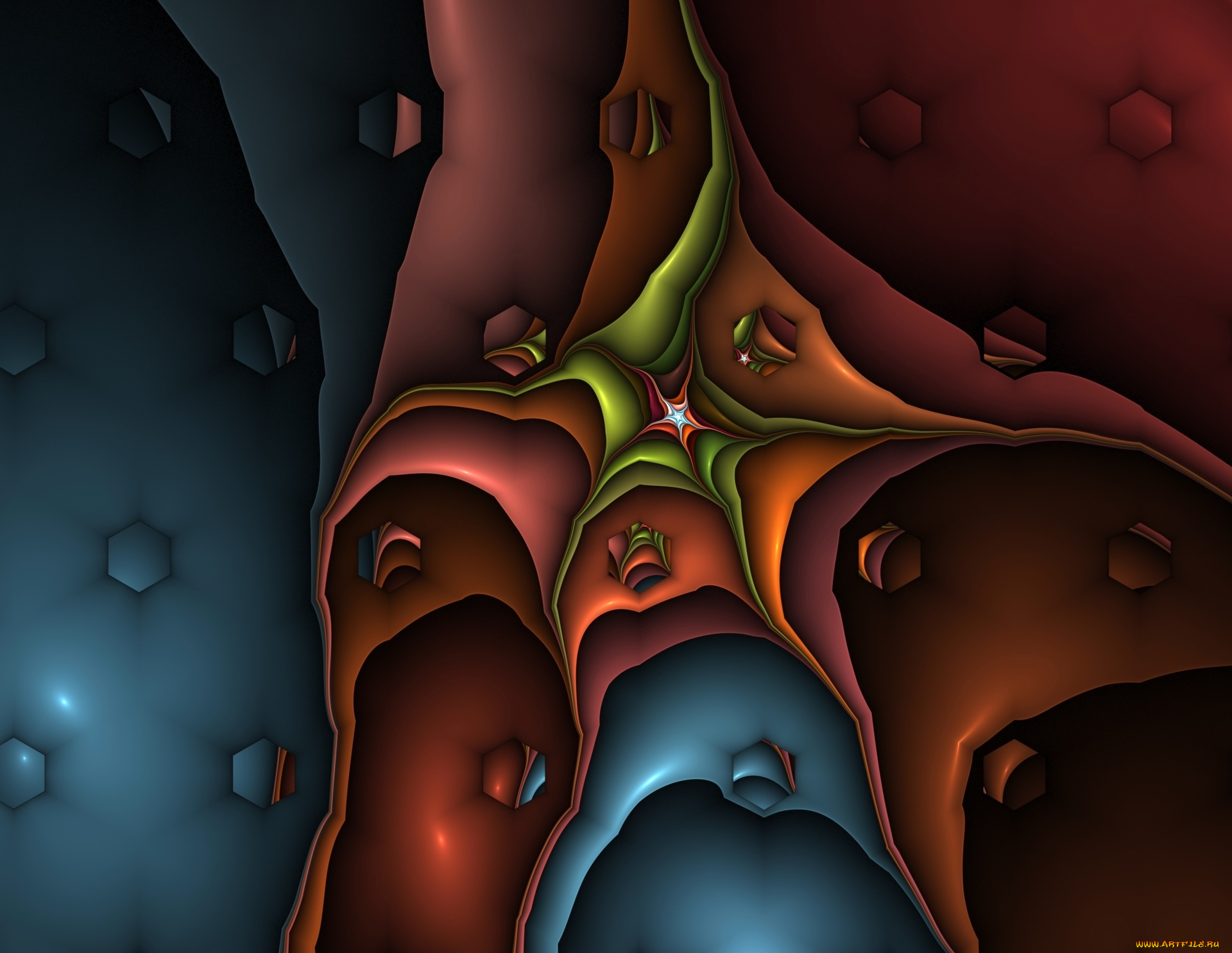 3д, графика, fractal, фракталы, фон, цвета, узор