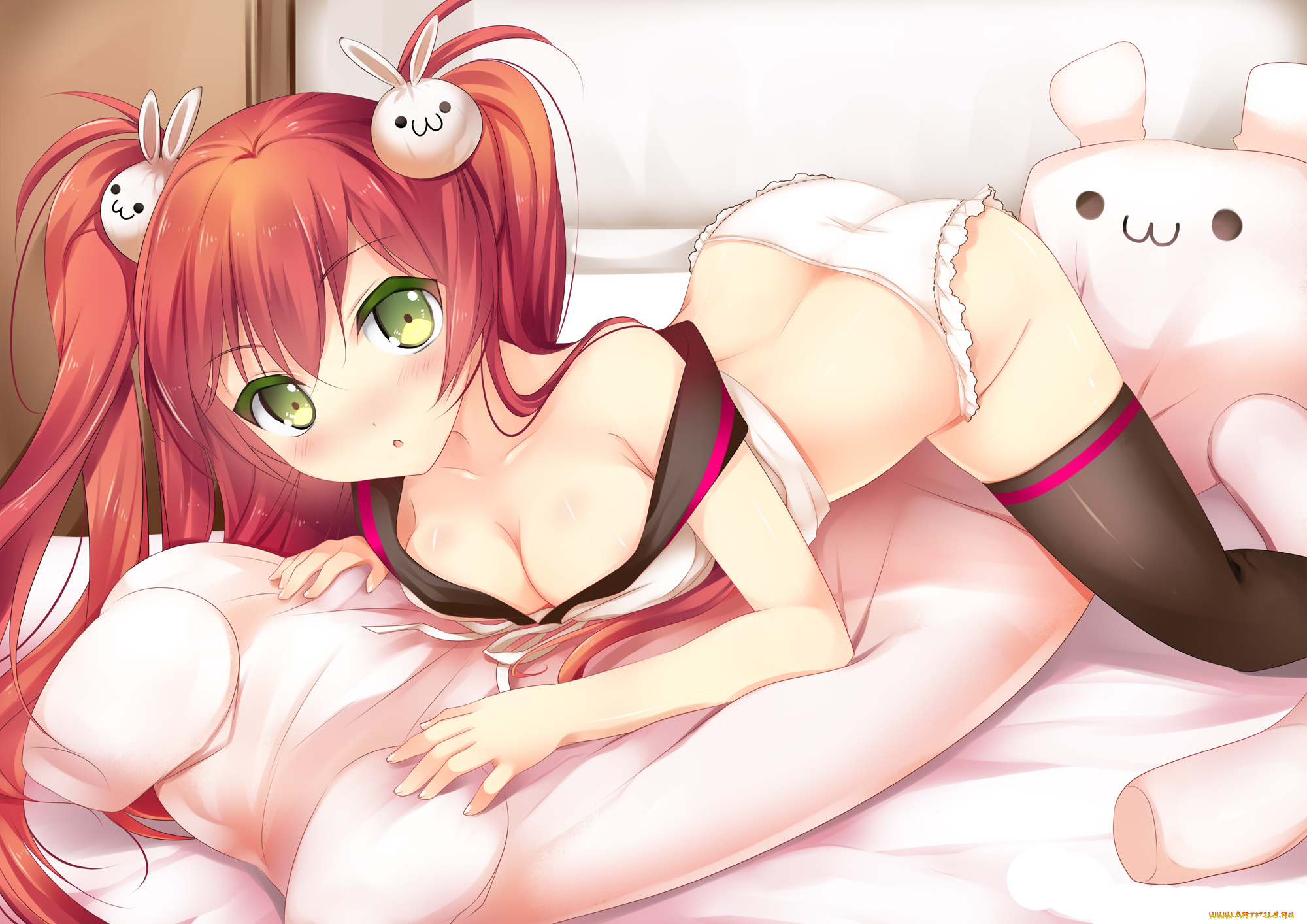 аниме, *unknown, другое, игрушка, постель, девушка