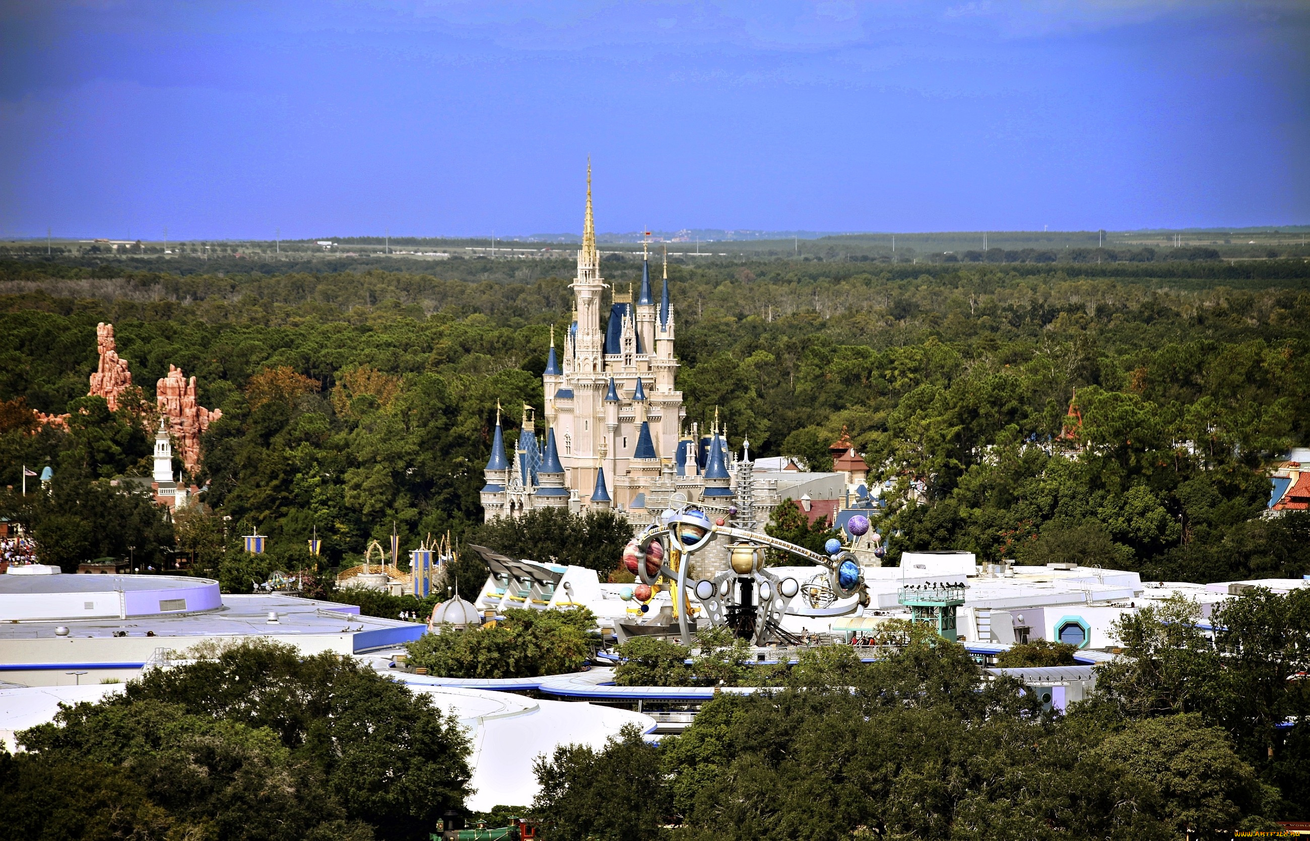 города, диснейленд, замок, аттракционы