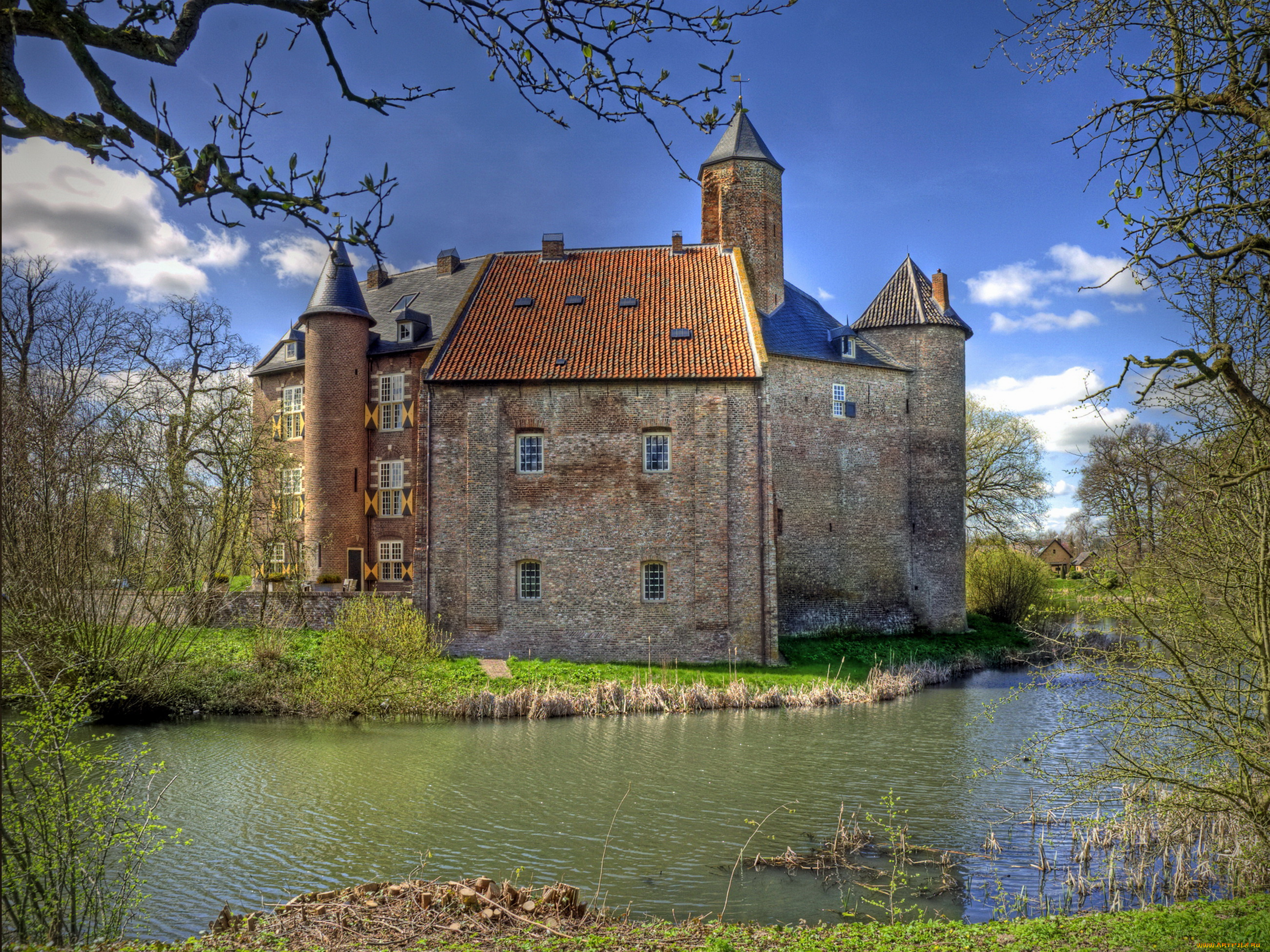 города, дворцы, замки, крепости, holland, waardenburg, castle
