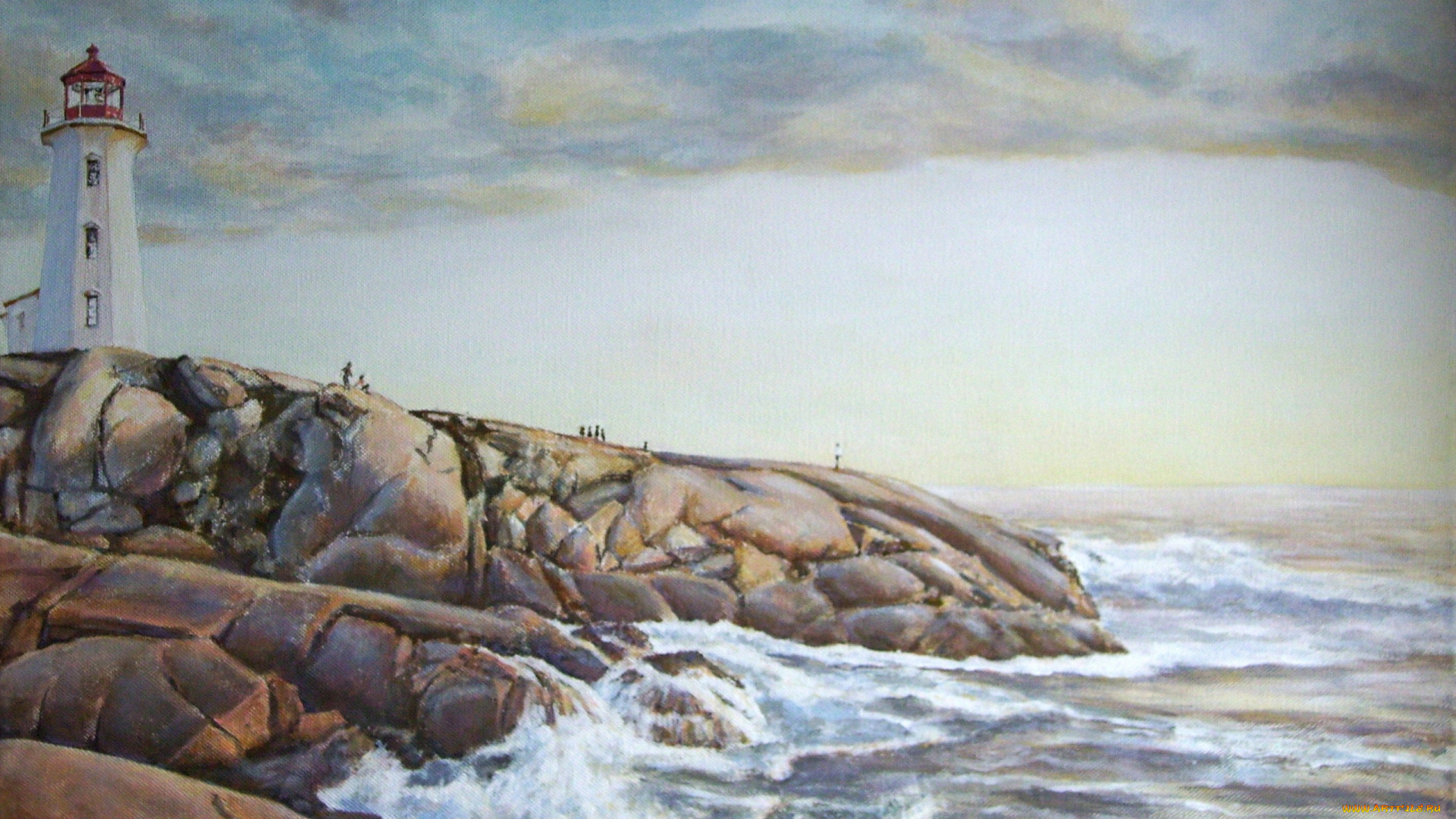 andy, lloyd, peggy`s, cove, рисованные, маяк, камни, море