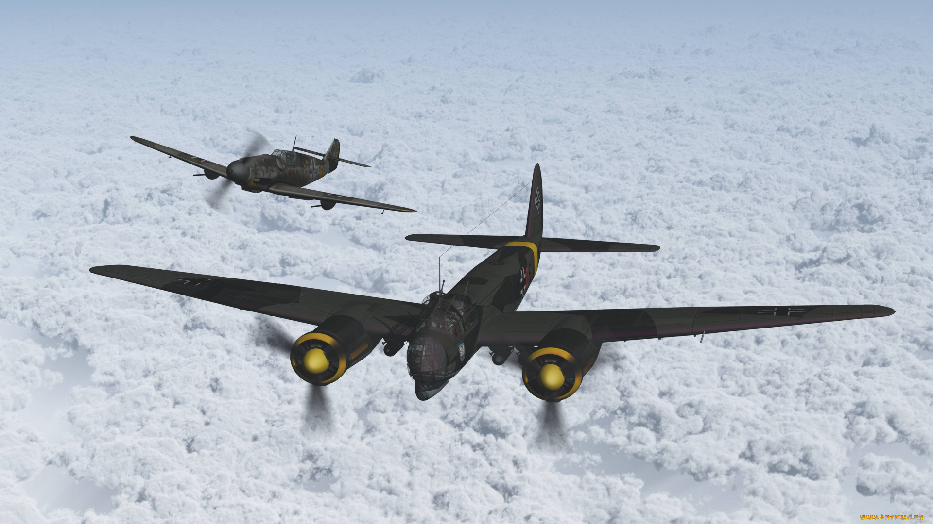 авиация, 3д, рисованые, graphic, облака, самолеты