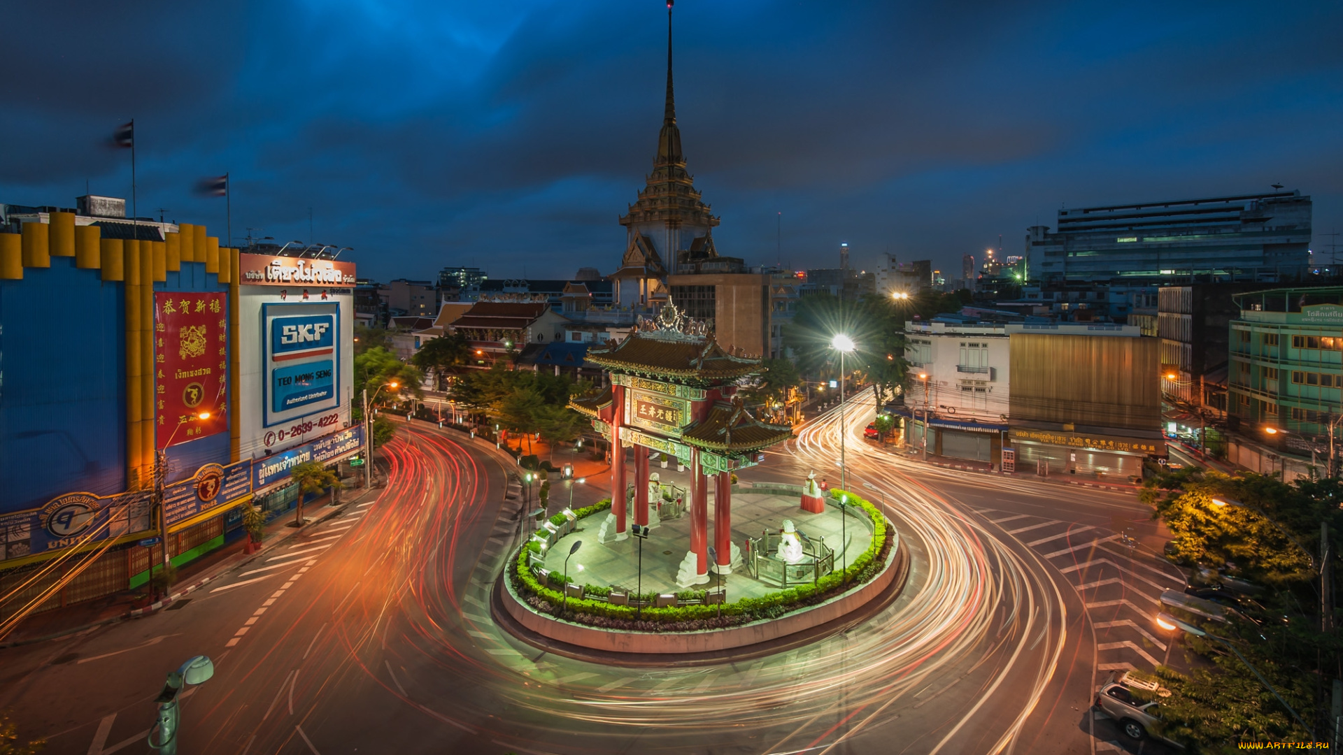 города, бангкок, таиланд, арка, ночь, hdr, дорога, развилка