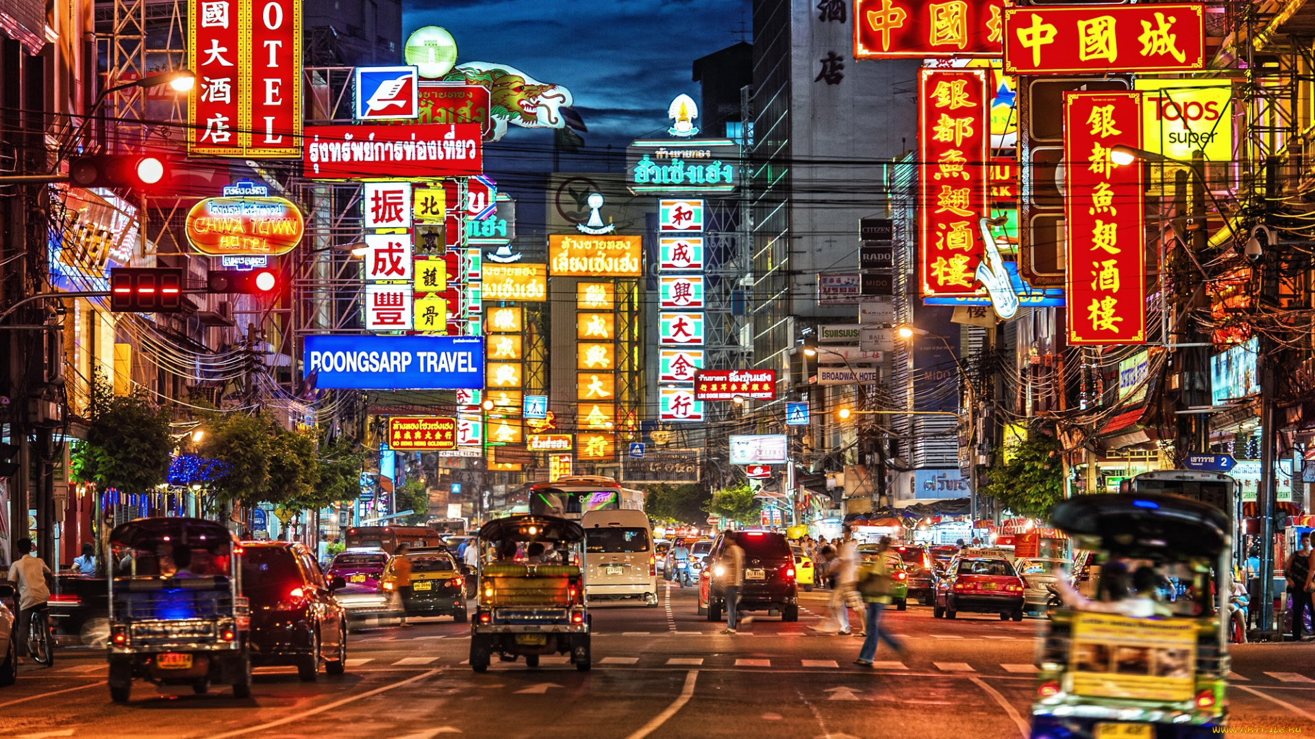 города, бангкок, таиланд, китайский, квартал