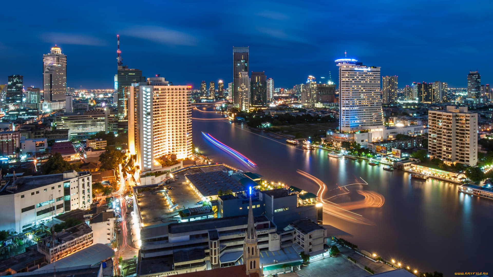 города, бангкок, таиланд, панорама, вид, сверху