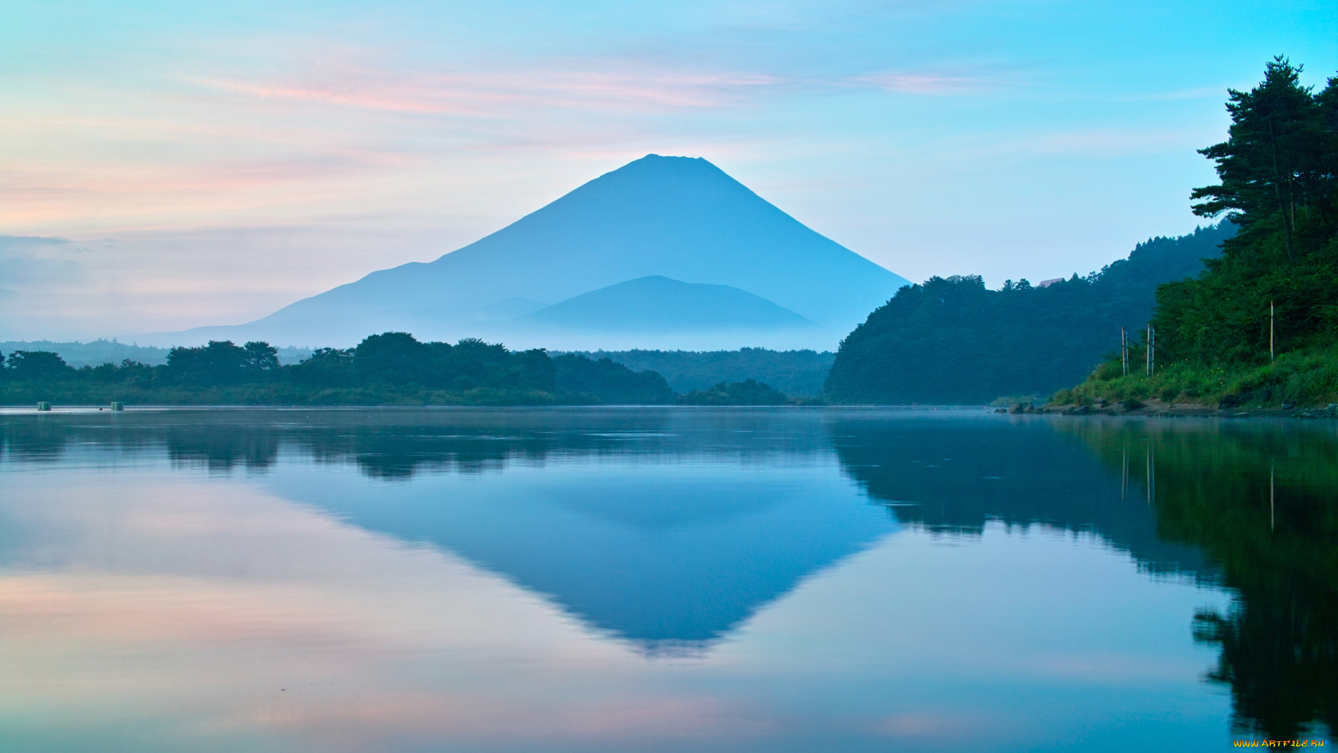 природа, реки, озера, гора, дымка, вода