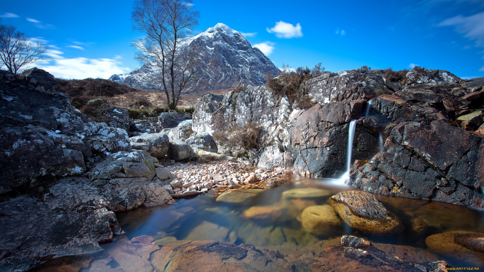 природа, реки, озера, речка, дерево, камни, горы