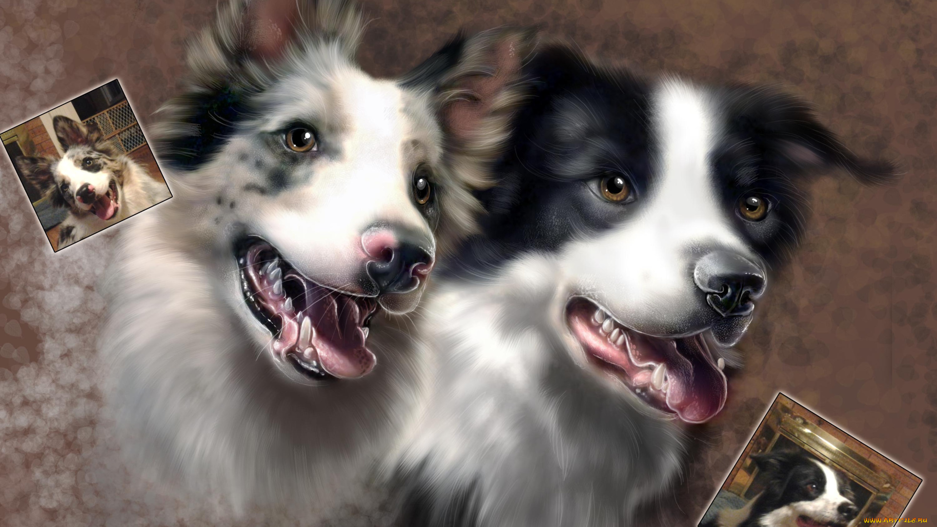 рисованные, животные, собаки