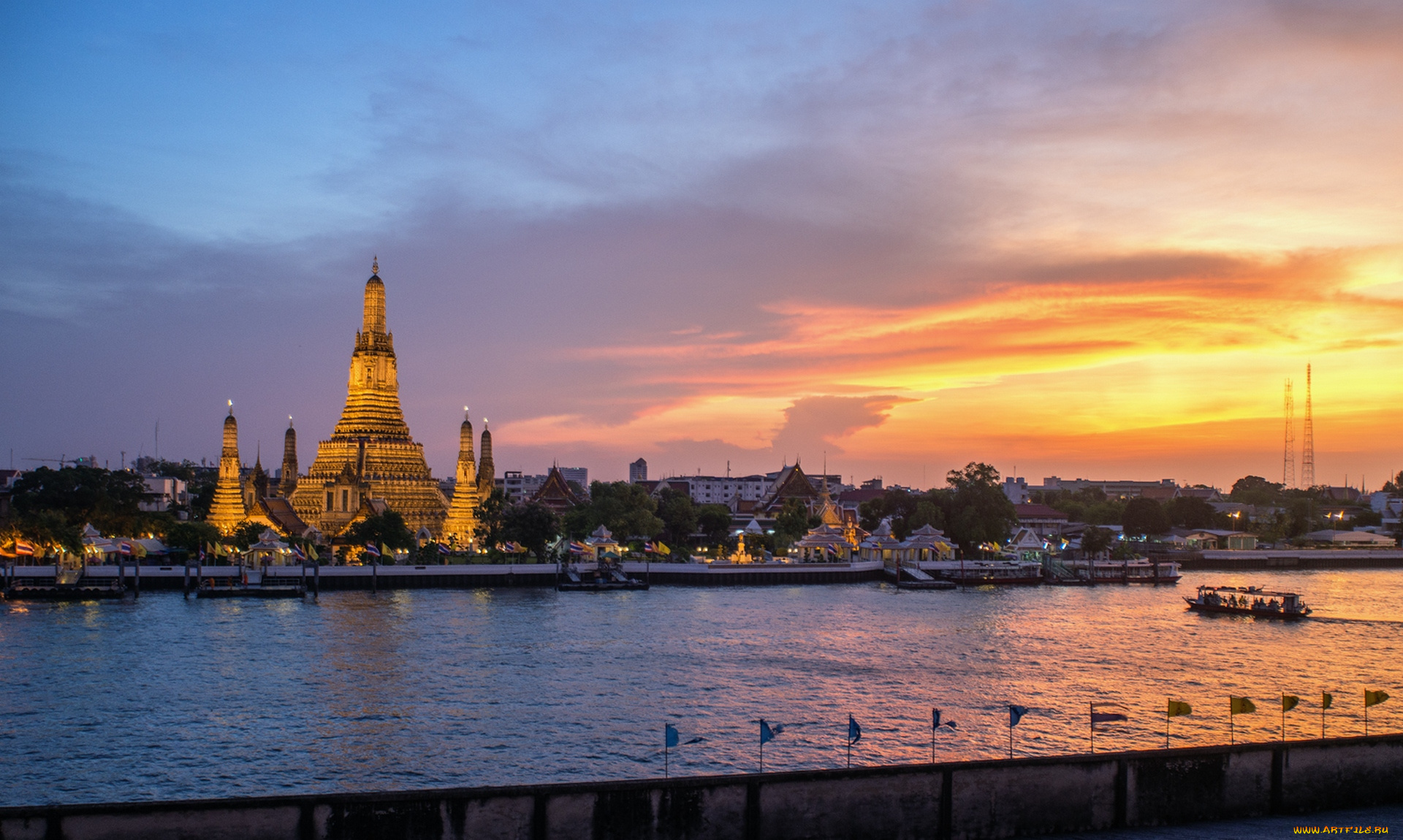 города, бангкок, таиланд, зарево