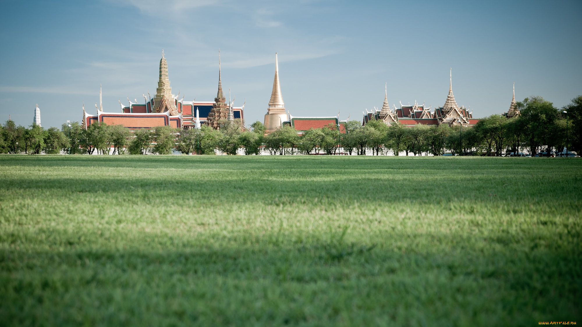 города, бангкок, таиланд, поле, дворцы
