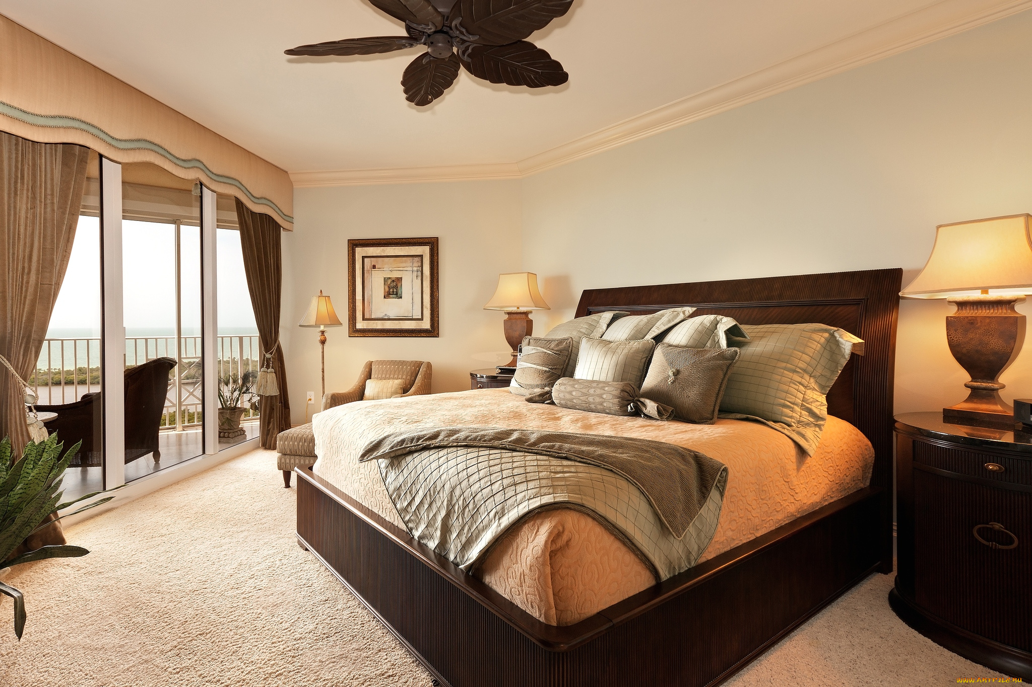 интерьер, спальня, кровать, подушки