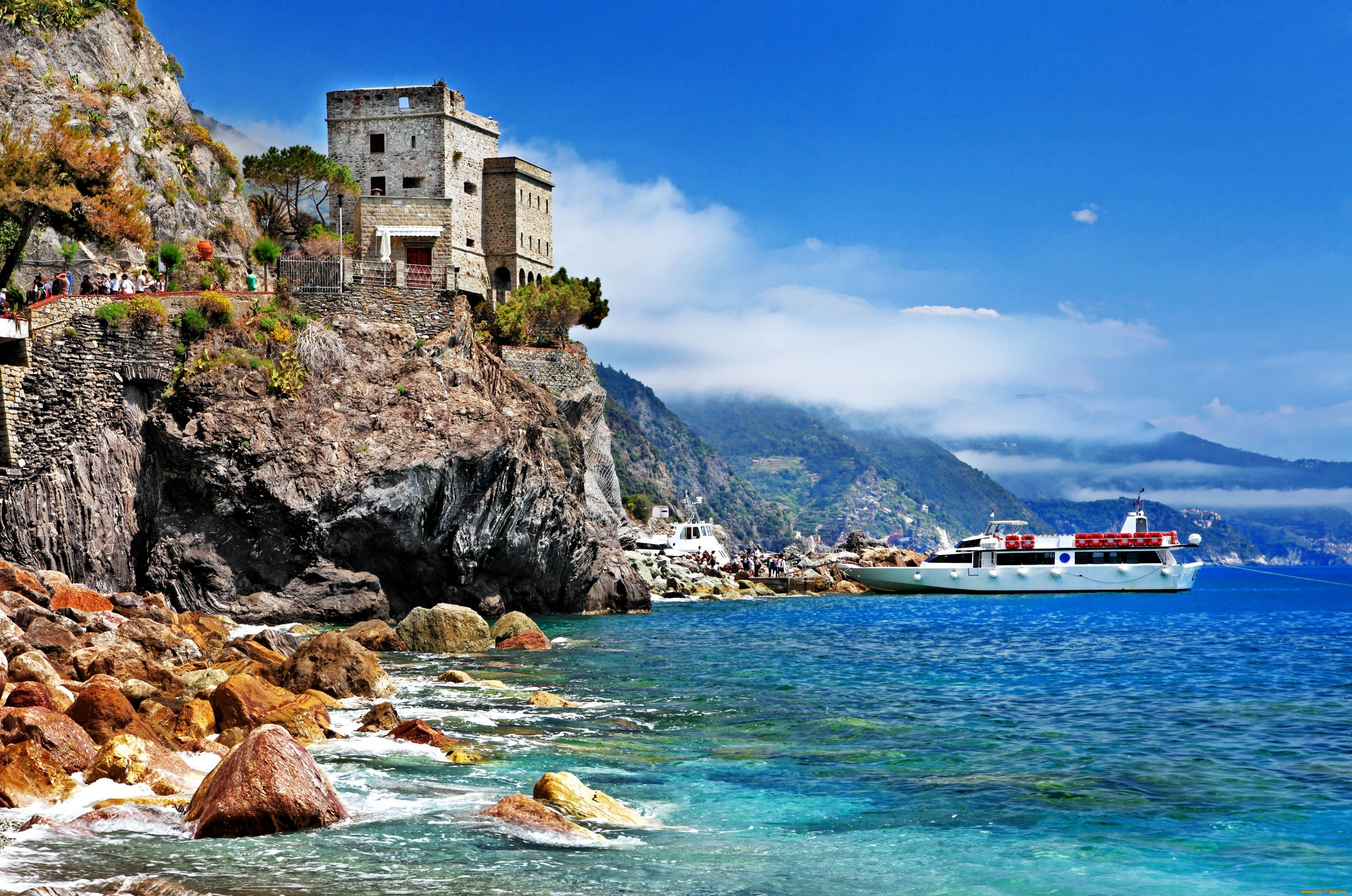 monterosso, al, mare, liguria, cinque, terre, italy, города, амальфийское, лигурийское, побережье, италия, лигурия, море, скалы, теплоход