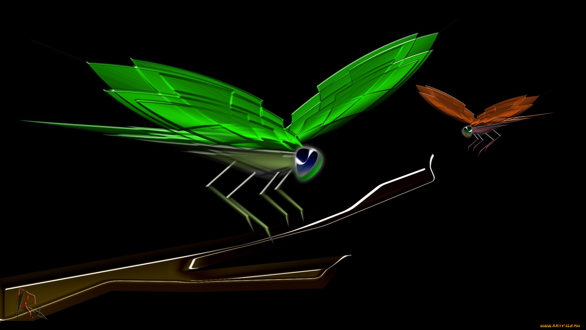 3д, графика, animals, , животные, стрекозы