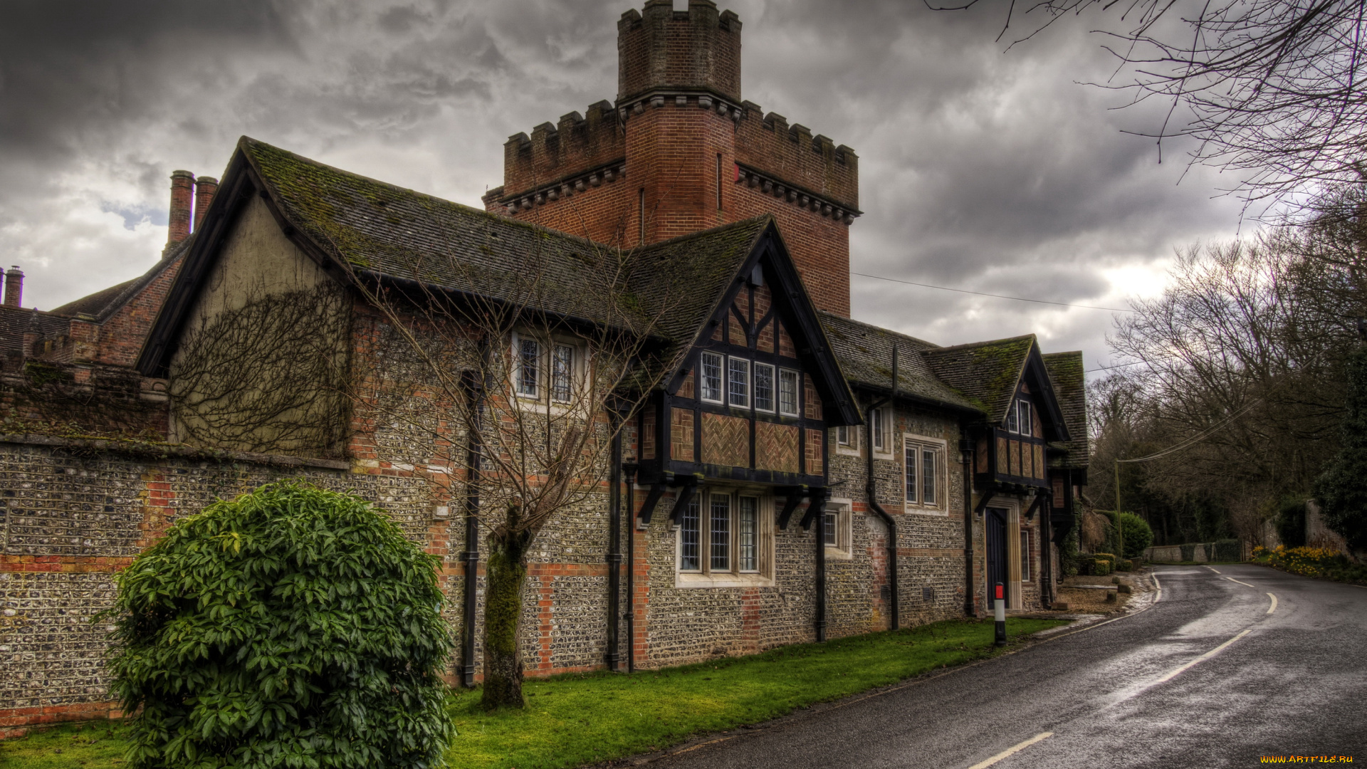 crawley, англия, города, -, здания, , дома, англия, crawley, hampshire, сумерки, улица, дом