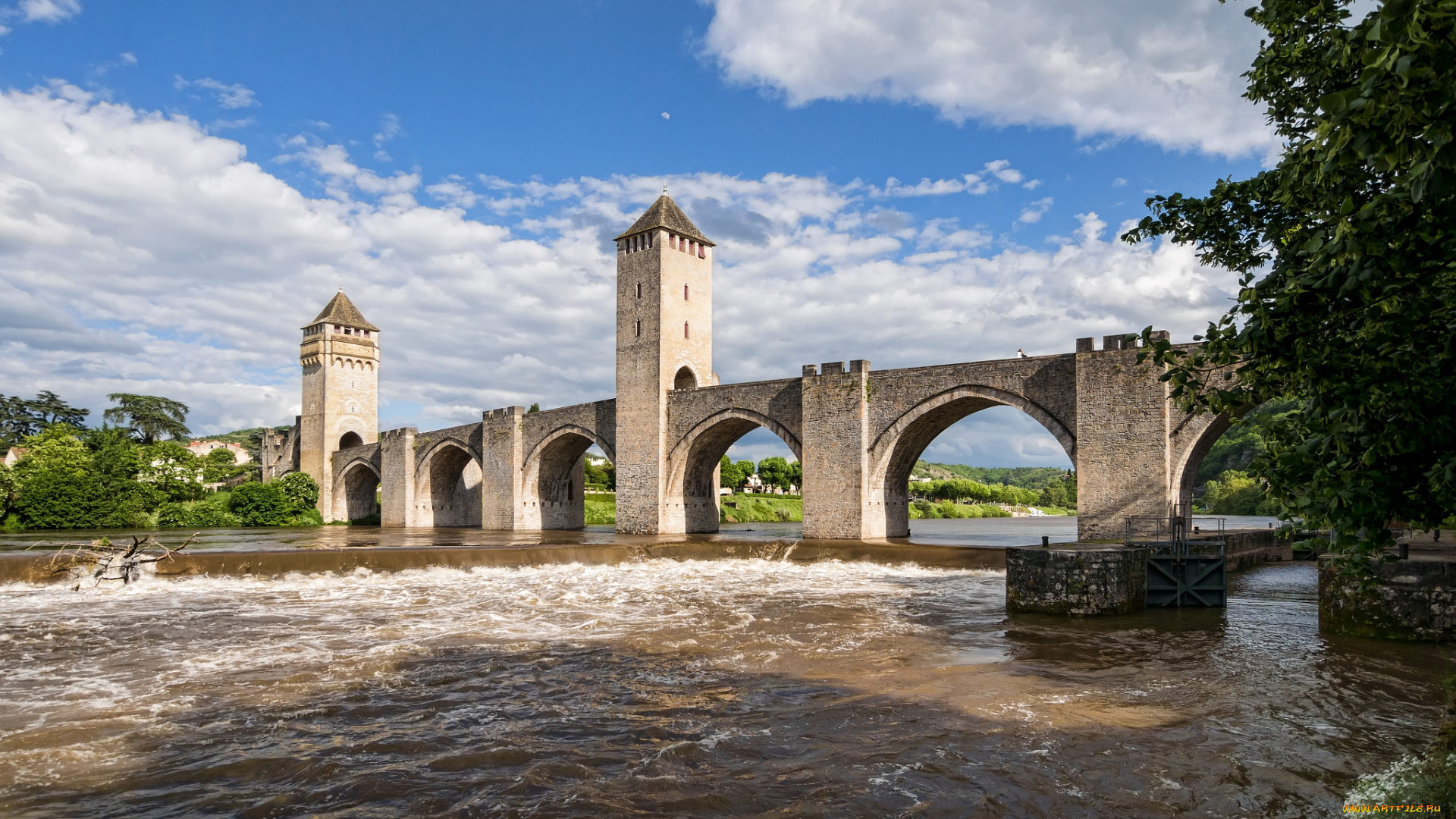 valentre, bridge, -, cahors, , france, города, -, мосты, мост, каор, river, lot, франция, река, ло, valentre, bridge, france, cahors