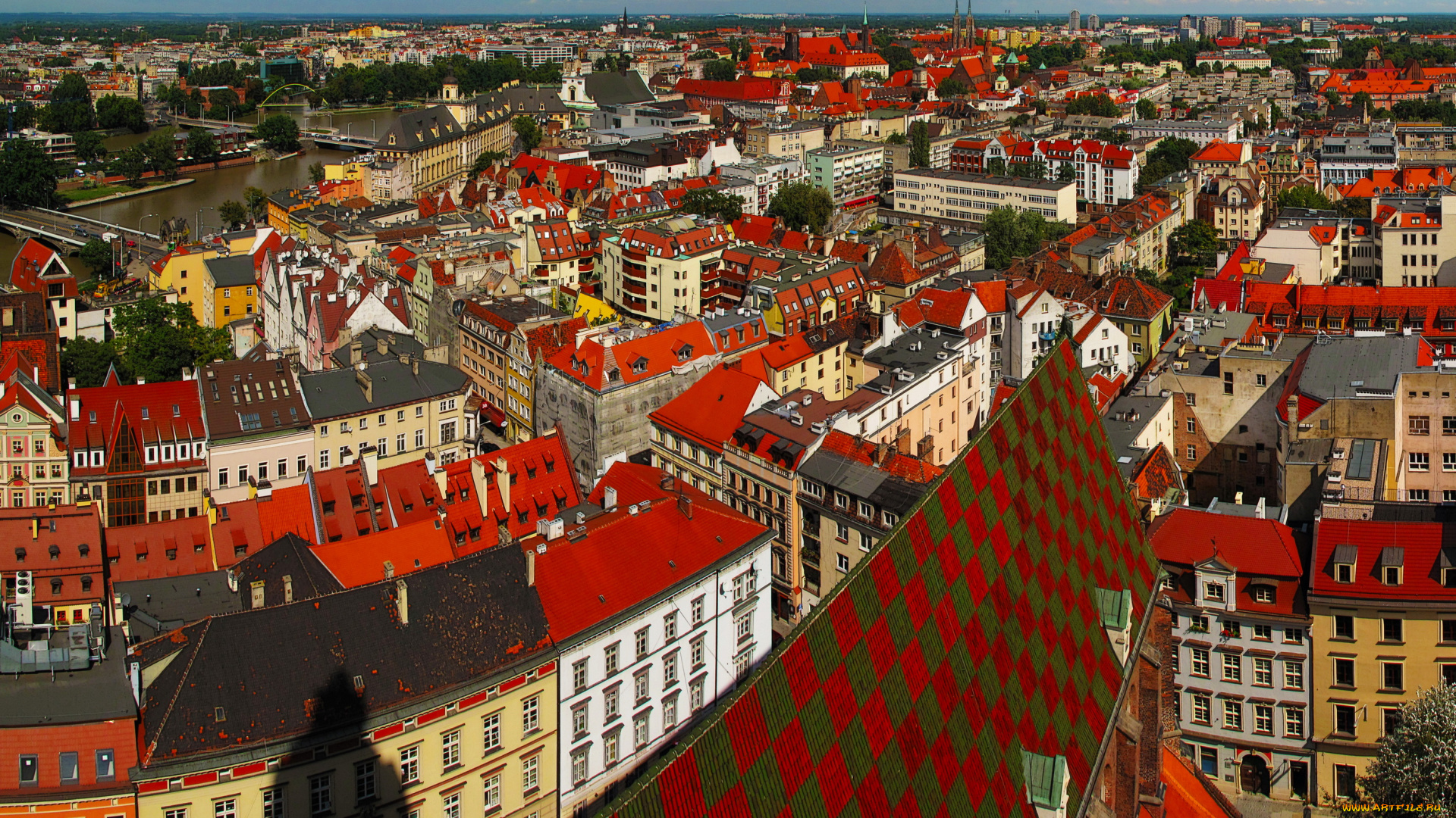 вроцлав, польша, города, -, панорамы, дома, вроцлав, польша, панорама
