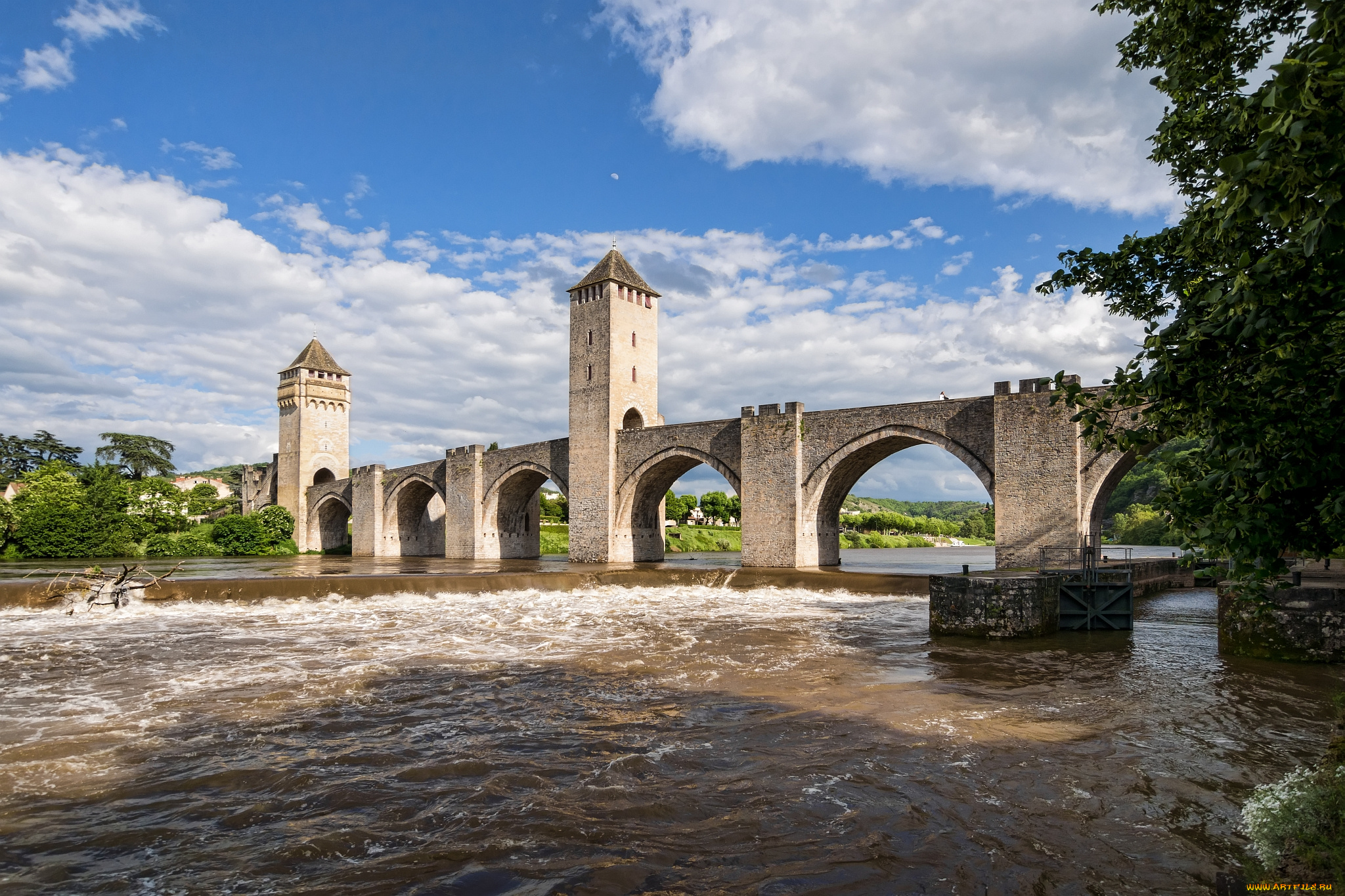 valentre, bridge, -, cahors, , france, города, -, мосты, мост, каор, river, lot, франция, река, ло, valentre, bridge, france, cahors