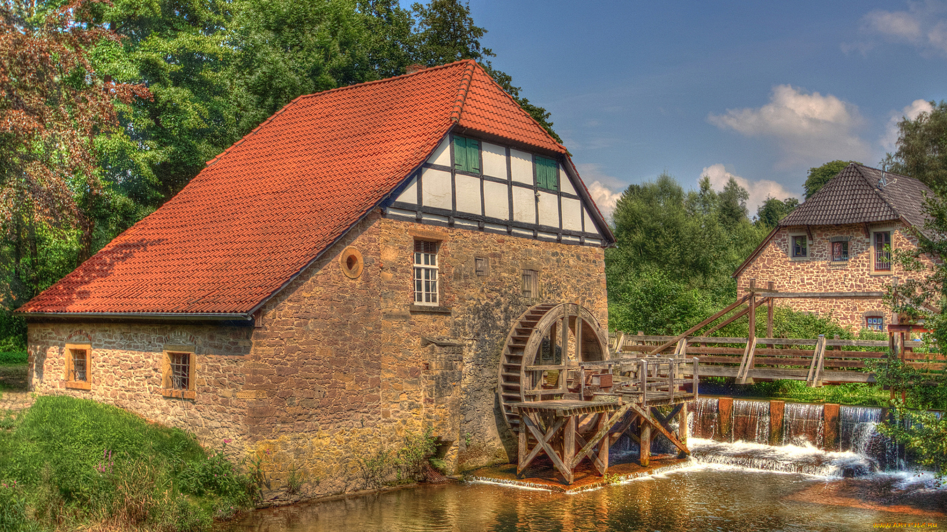 разное, мельницы, мельня, речка