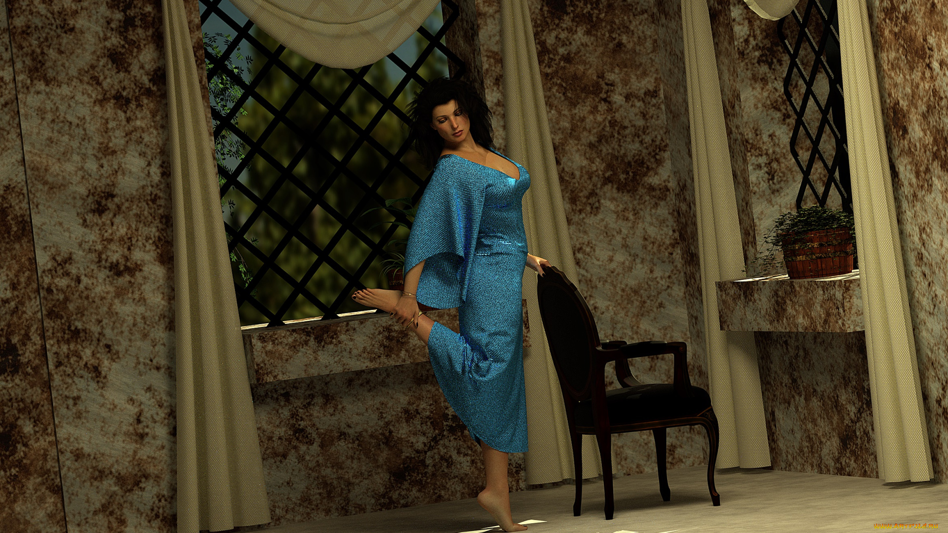 3д, графика, люди, , people, девушка, интерьер, фон, взгляд