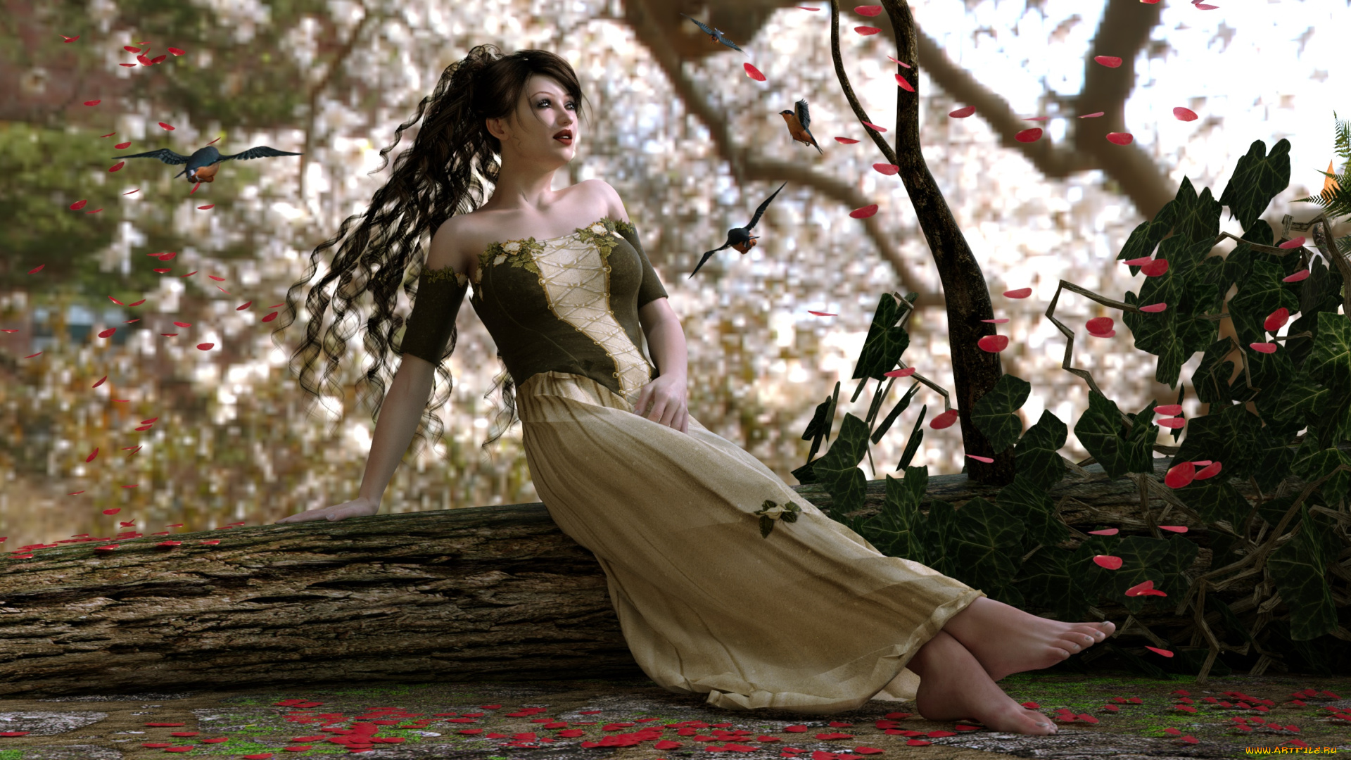 3д, графика, люди, , people, девушка, взгляд, фон